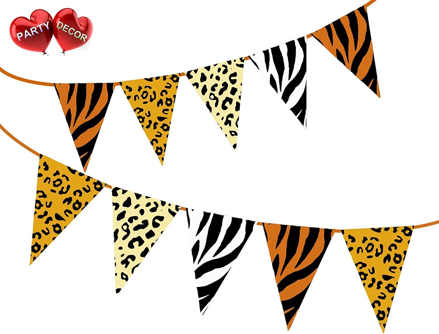 PARTY DECOR Safari Animal King of the Jungle Themed Bunting Banner 15 ...