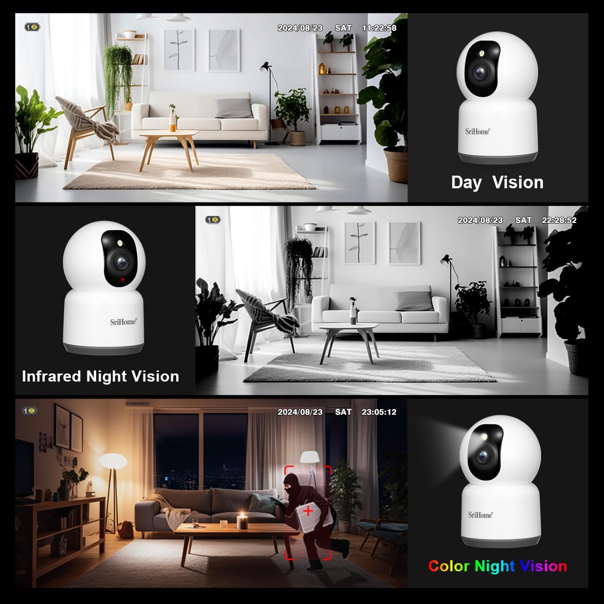 SRIHOME Camera di sorveglianza 5MP 2.4GHz/5GHz WiFi