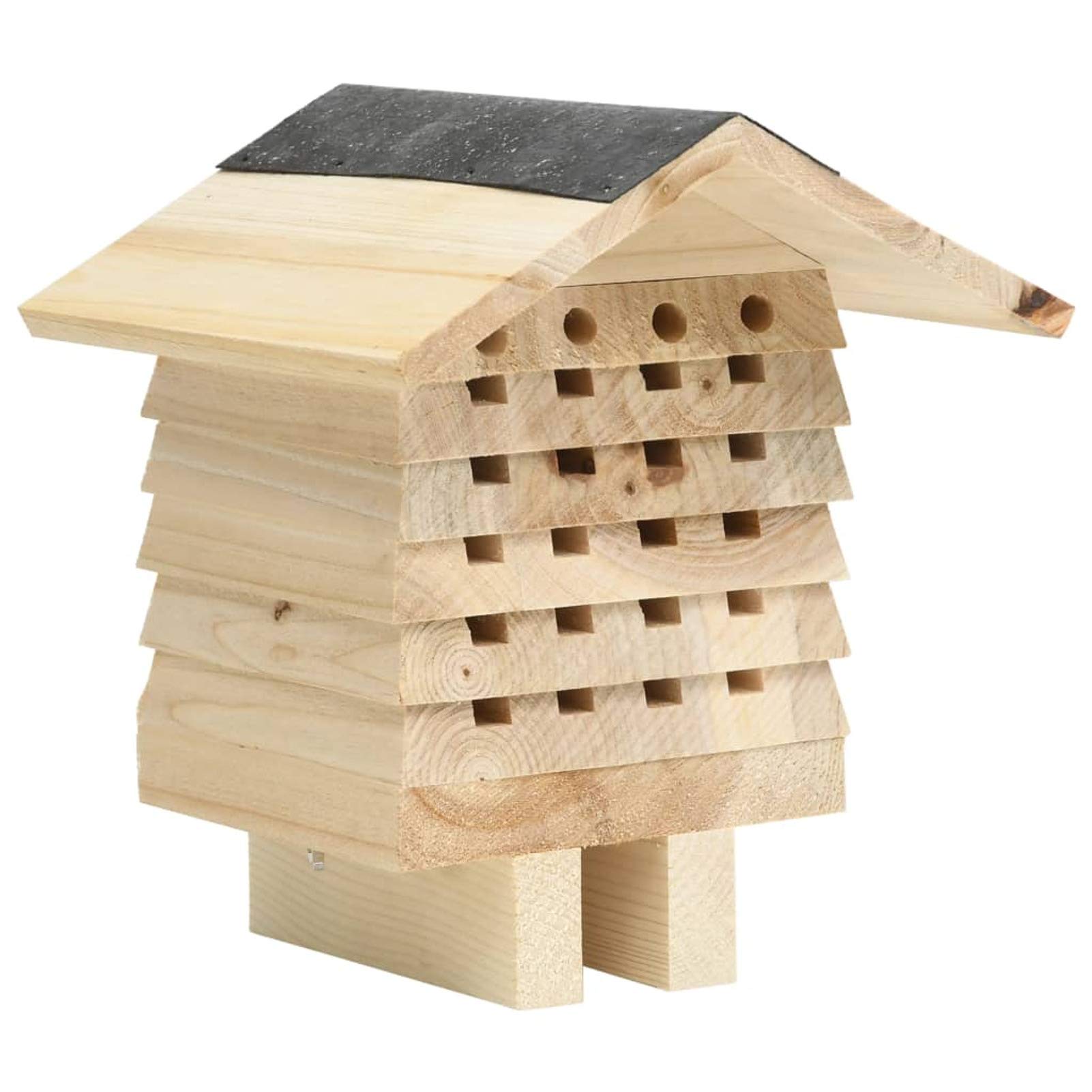 Homgoday Bee Hotel in legno massello di abete 22x20x20 cm Habitat e gabbie per piccoli animali e forniture per animali domestici