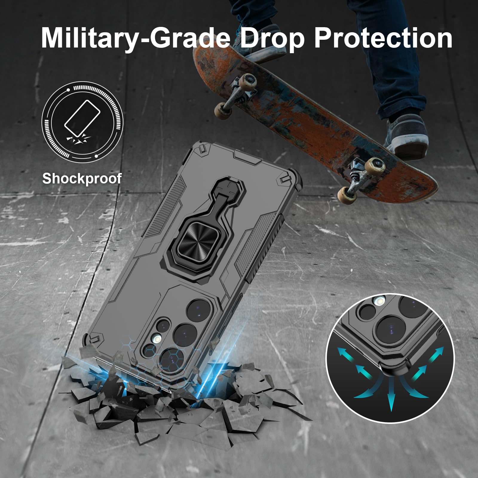 Funda para Xiaomi Redmi Note 15 Pro 5G, Carcasa Antigolpes con Soporte anular metálico, Case Protectora de Grado Militar, Azul — view 857