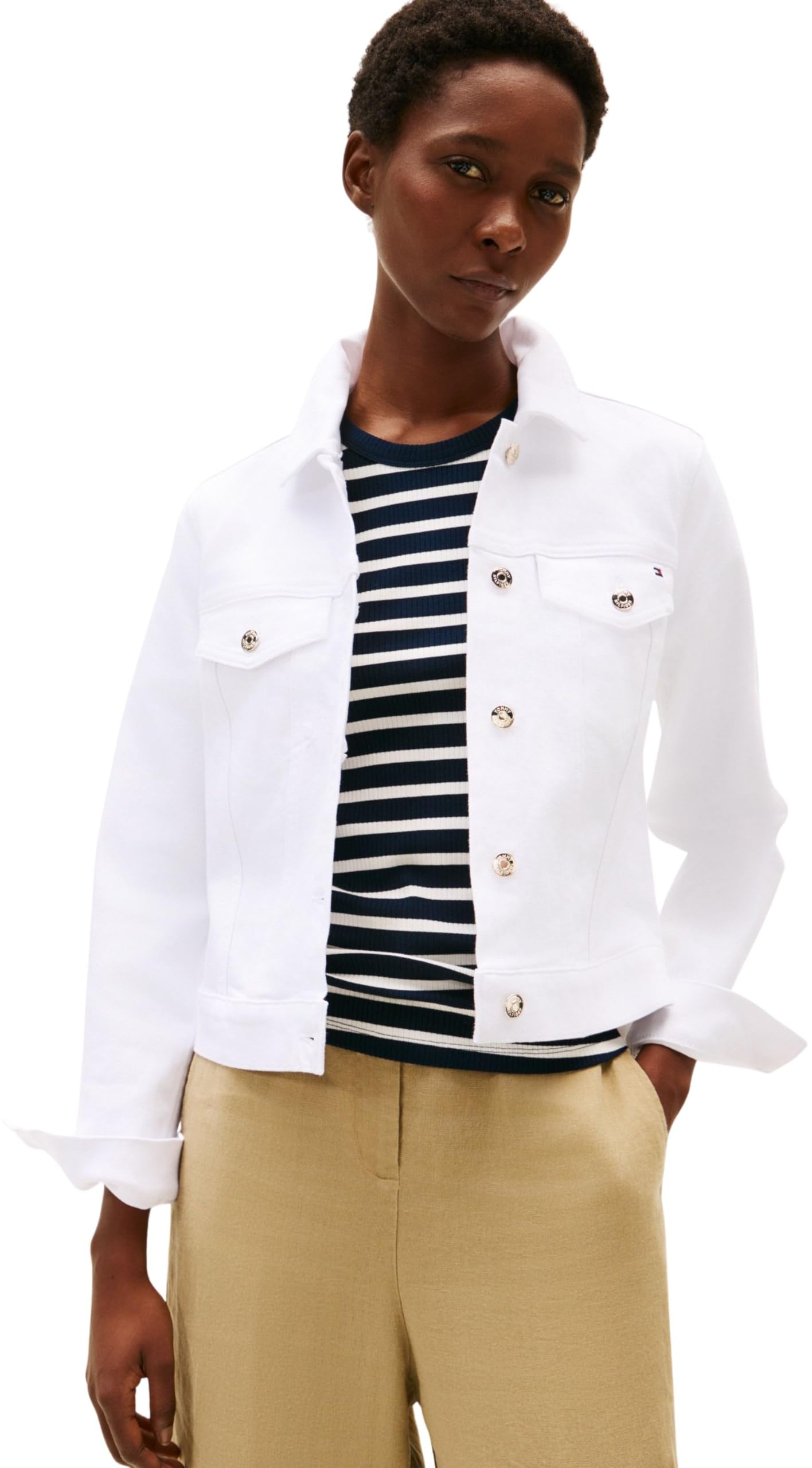 Tommy Hilfiger DNM SLIM KURTKA BIAŁA WW0WW44374 Kobiety Dnm Slim Jacket White Ww0ww44374
