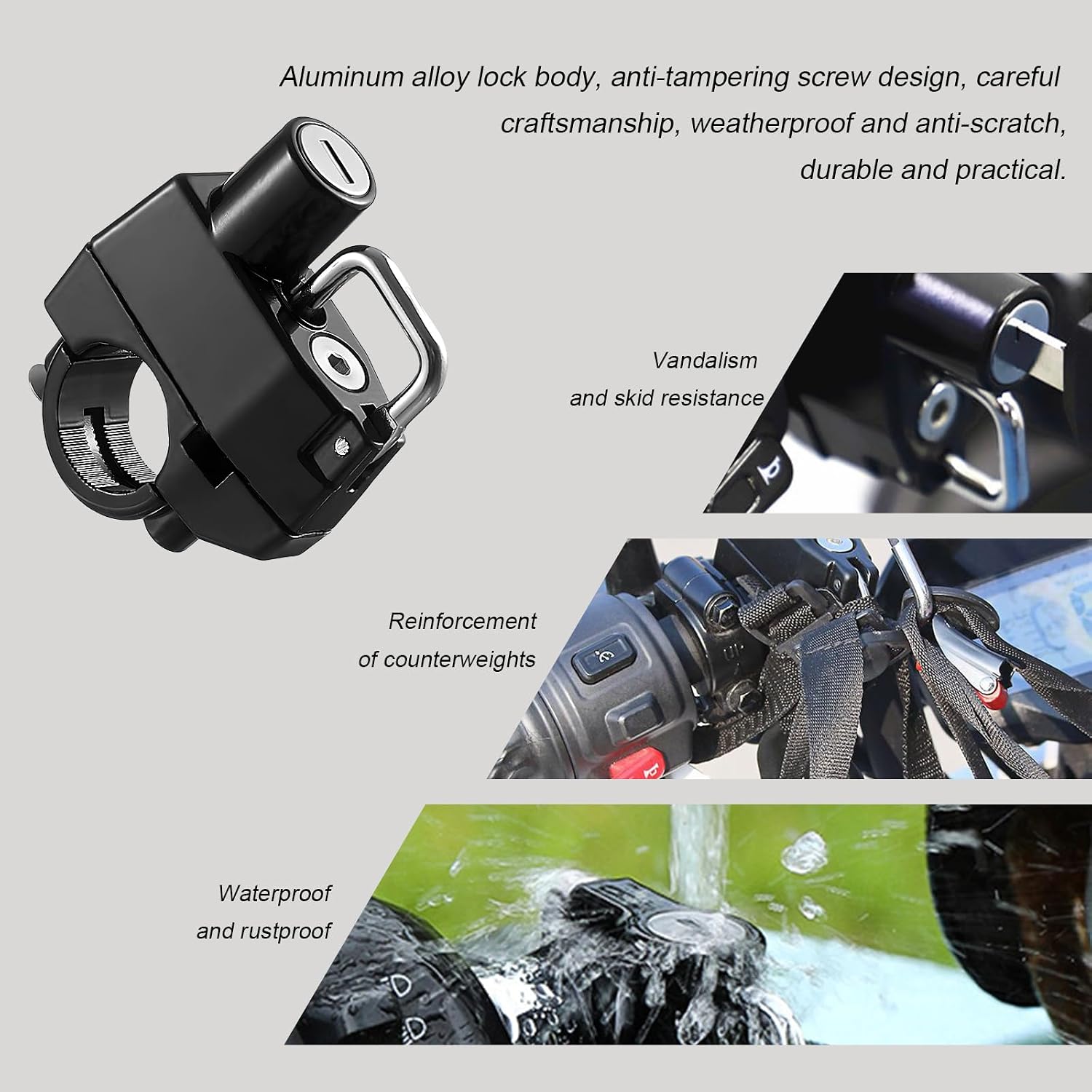 KVAEY Motorcycle Helmet Lock, Aluminum Alloy Anti Theft Helmet Security Locks, Universal Tamper-Proof Helmet Locks for Motorbike Scooter Bike, Motorcycle Accessories (2Helmet Locks+String) image 4