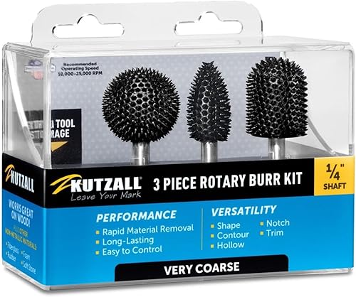 Vista 15 de Kutzall Kit de fresas rotativas de 3 piezas, eje de 1⁄4 pulgadas, finas, brocas de tallado de madera para Bosch, DeWalt, Milwaukee Tools - Carburo
