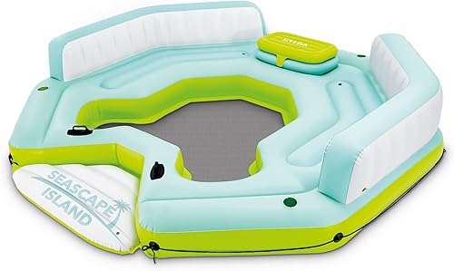 Intex Seascape Island - Flotador inflable de isla de relajación, menta lima y blanco, flotador masivo que permite múltiples adultos, capacidad de