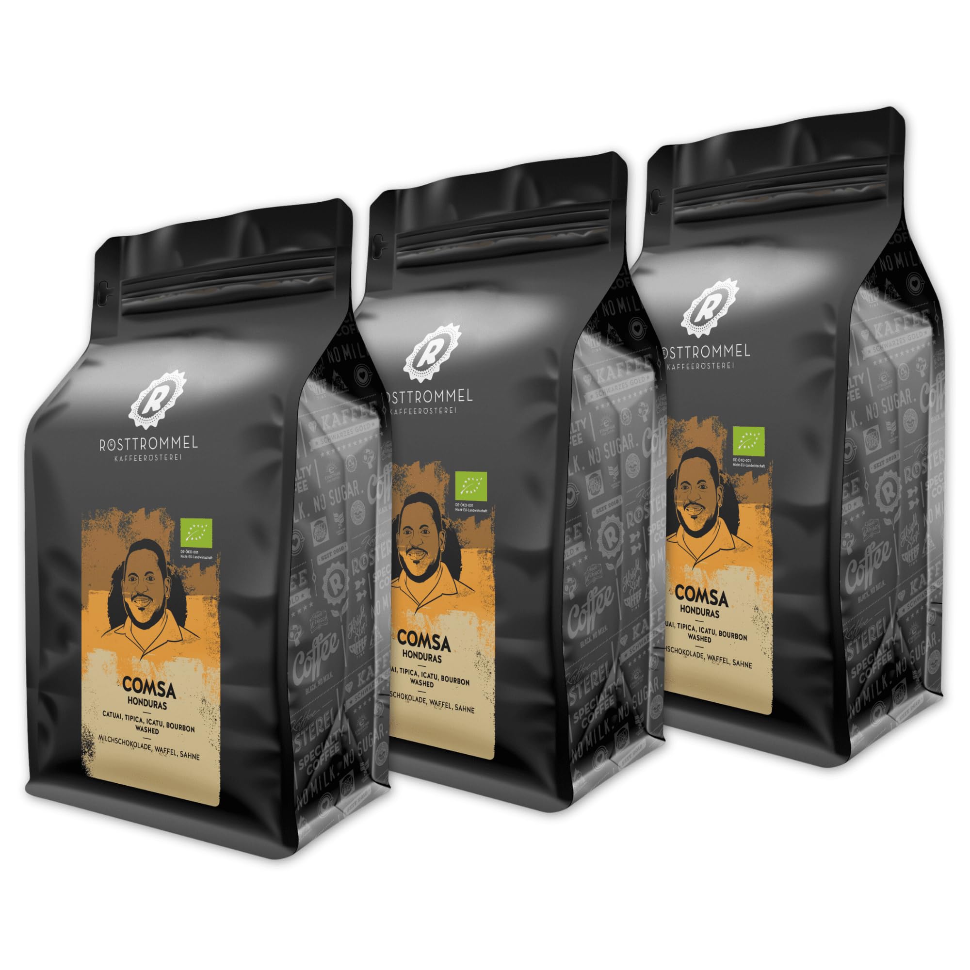 RÖSTTROMMEL Honduras Bio-Espresso · 100% Arabica · ganze Bohne · 3 kg | Röstgrad 6/10 · Bio-Espresso aus Honduras · Milchschokolade, Waffel & Sahne · 100% Arabica · ganze Bohne