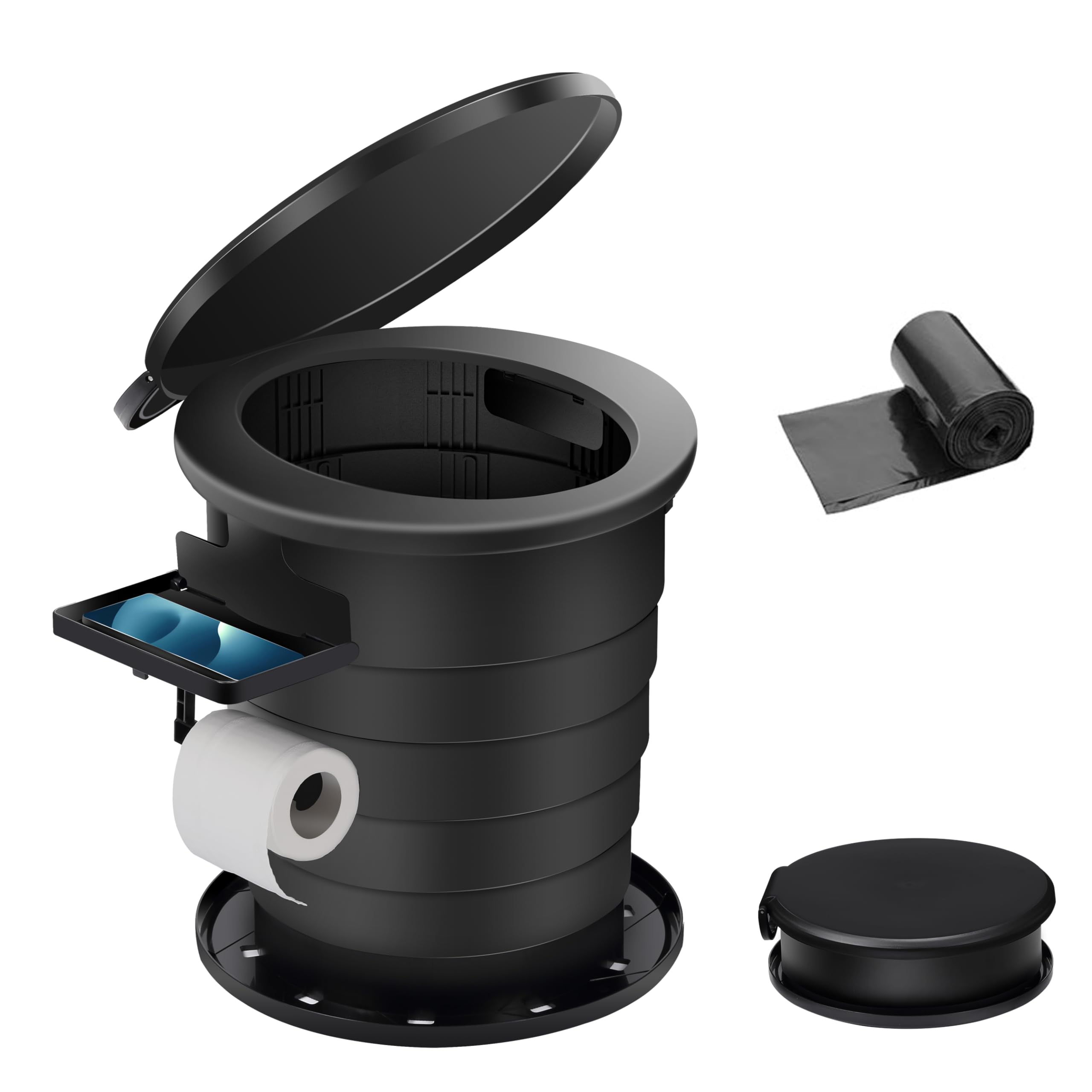 TRIPTIPS Upgrade Retractable Portable Toilet Travel Toilet Adjustable Height Camping Toilet Portable Potty for Adults Kids, Foldable Portable Toilet for Camping/Car