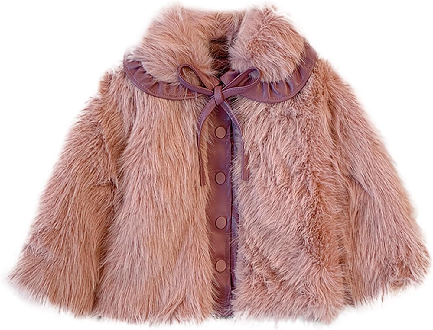 Toddler Girls Faux Fur Coat Kids Button Front Outerwear Kids Soft Plush Fall Winter Jacket Cute Casual Clothes 12-18 Months Pink - Image 1 of 6