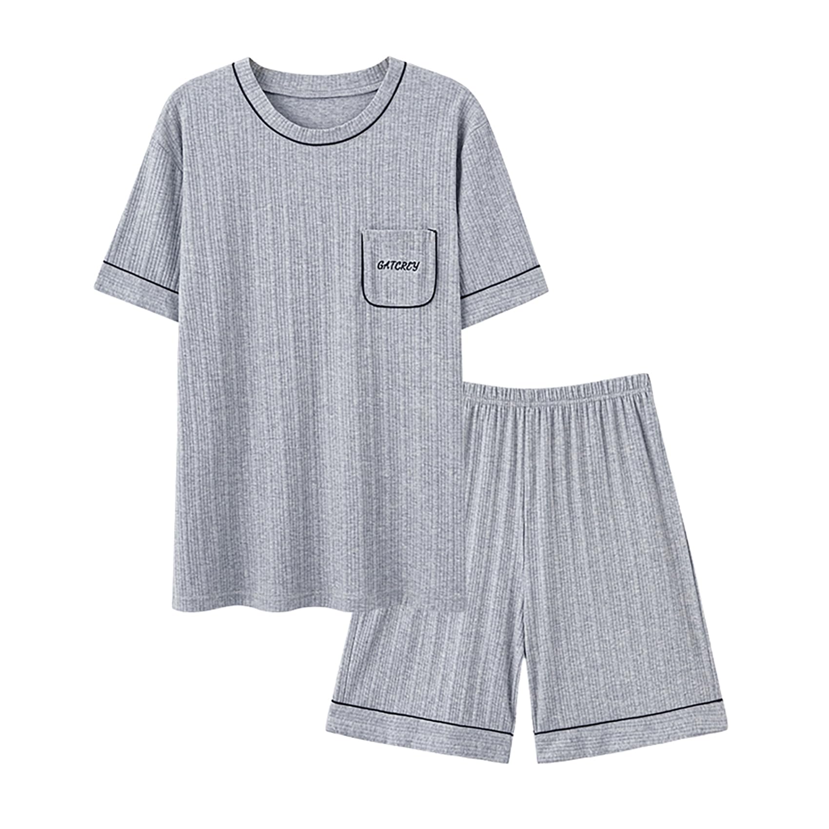 G.N Dreamer Men's Pyjamas Sets Short Pajama for Men Cotton Sleepwear T-Shirt Classic Pjs Sets Grey