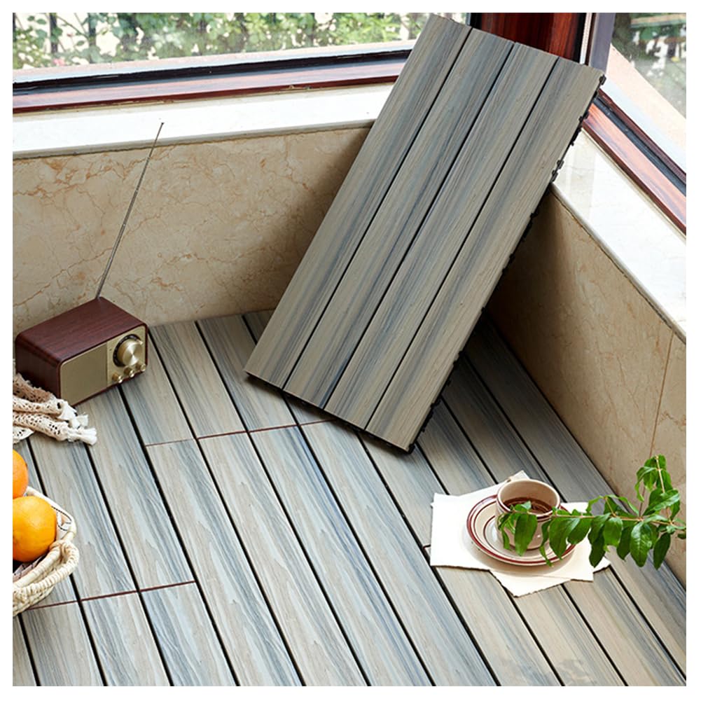 Baldosas Exterior Suelo, WPC Entrelazadas Baldosas, Azulejos de Click para Terraza Fáciles de Colocar, para Jardín Terraza Balcón Césped 30x60x2.3cm C 6PCS