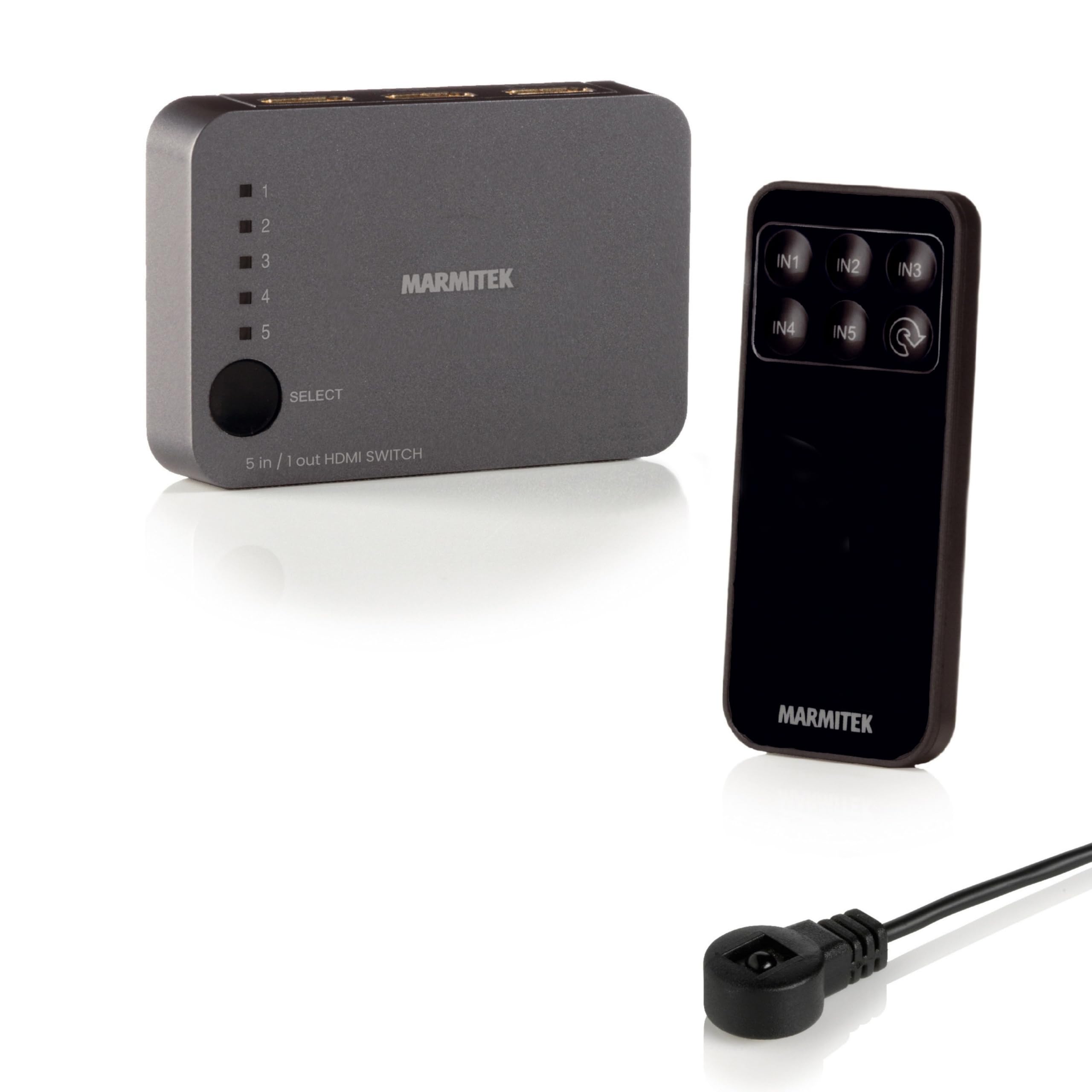 Marmitek Connect 310 UHD 2.0 - HDMI Switch 4K60 3 EIN 1 Aus HDR UHD TV | HDMI Umschalter 2.0 für TV und Beamer, HDR, HDCP 2.2, 18 Gbit/s, automatische Umschaltung, IR und Fernbedienung