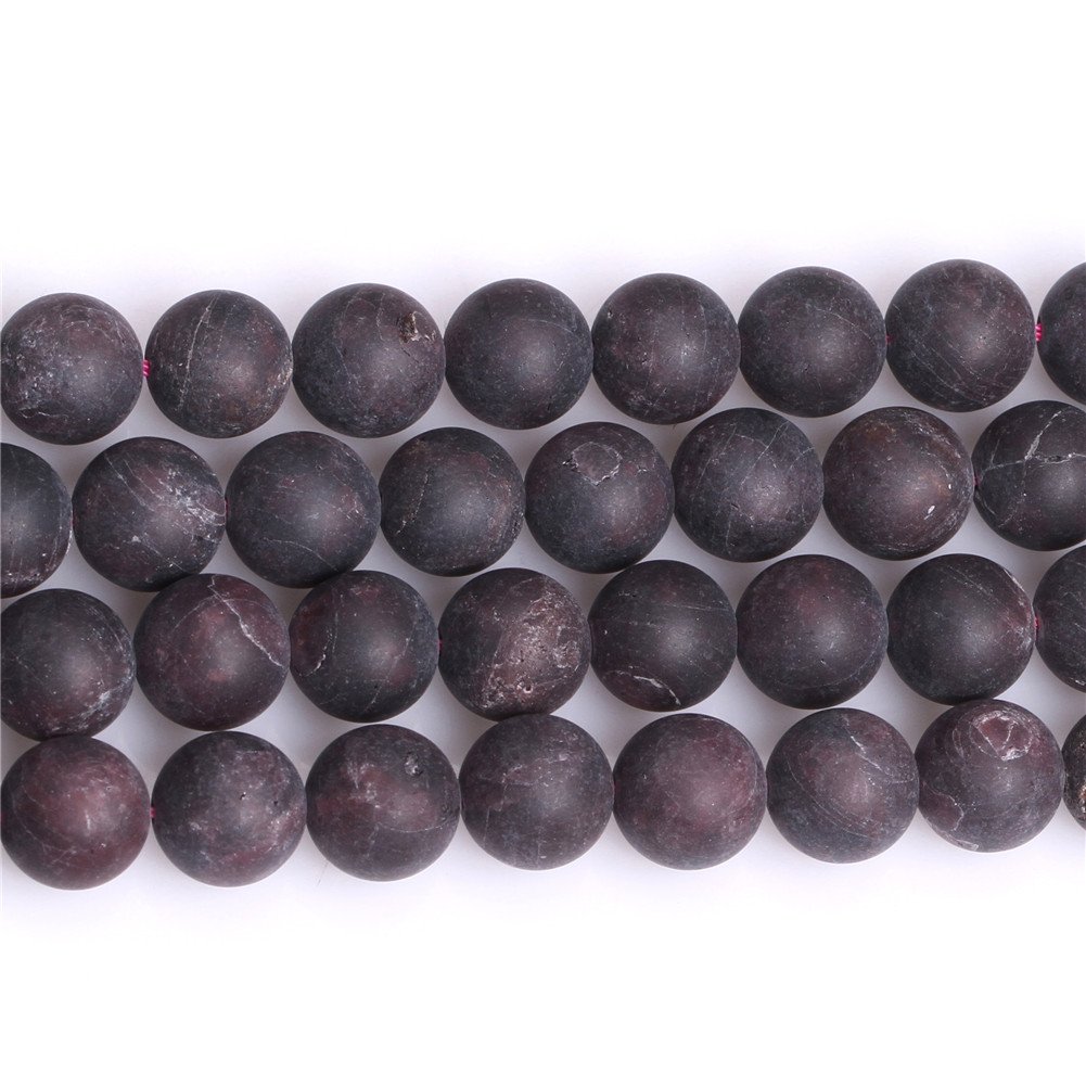 Round Natural Frosted Matt Antiqued Red Garnet Stone Beads for Jewellery Making 15'' (10mm) - Image 4