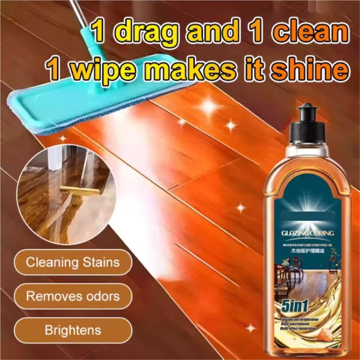 Aceite Esencial For El Cuidado De Pisos De Madera, Líquido De Mantenimiento For Encerado, Pulido Y Abrillantado, Limpiador Especial(3PCS-1500ml)