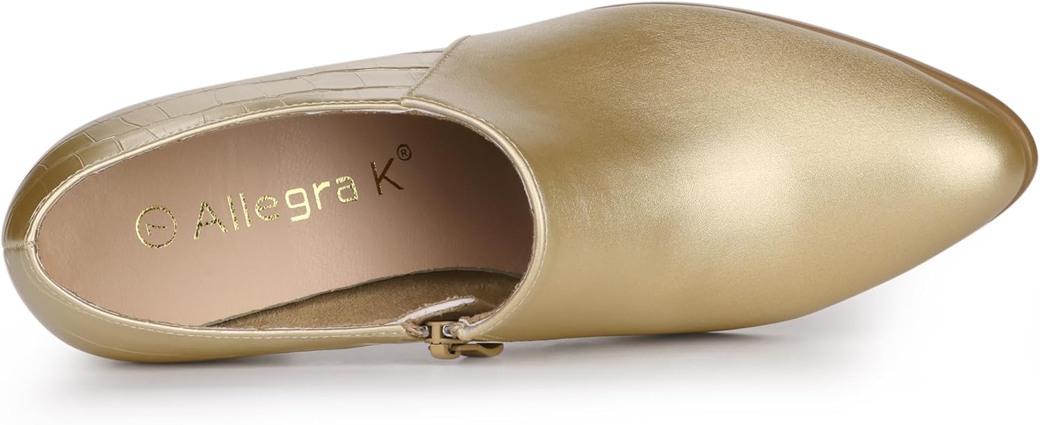 Allegra K Women's Heel Boots Pointed Toe Chunky Heels Ankle Booties