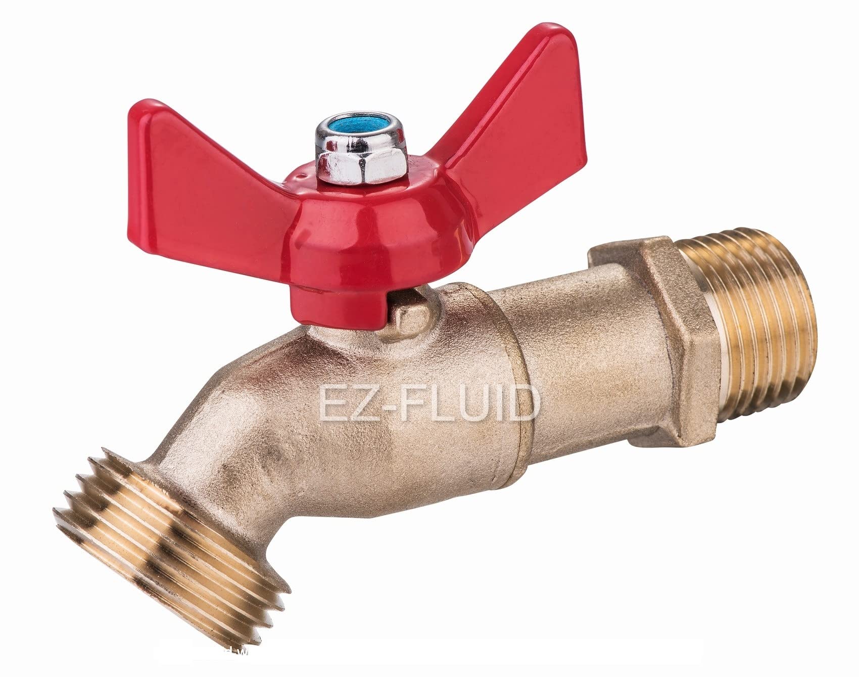 EZ-FLUID (1) Heavy Duty LF Brass 3/4" MIP X 3/4" MHT Male Hose Threaded Hose Connector 1/4 Turn No-Kink Hose Bibb,Water Faucet Outdoor Garden Faucet Hoses Spigot Shut Off Valve