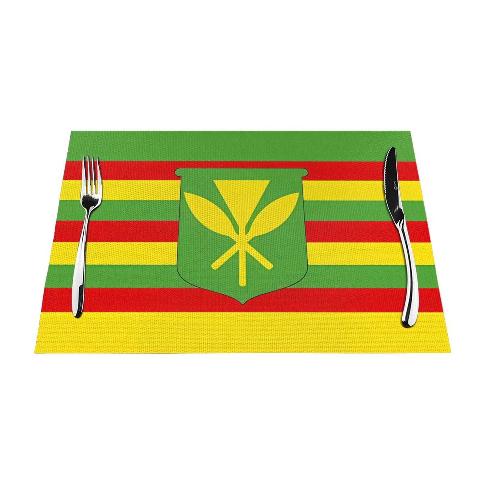 Native Hawaiian Flag 6 Pcs Patterned Woven Placemats are Non-Slip and Heat-Resistant and Complement Any Table