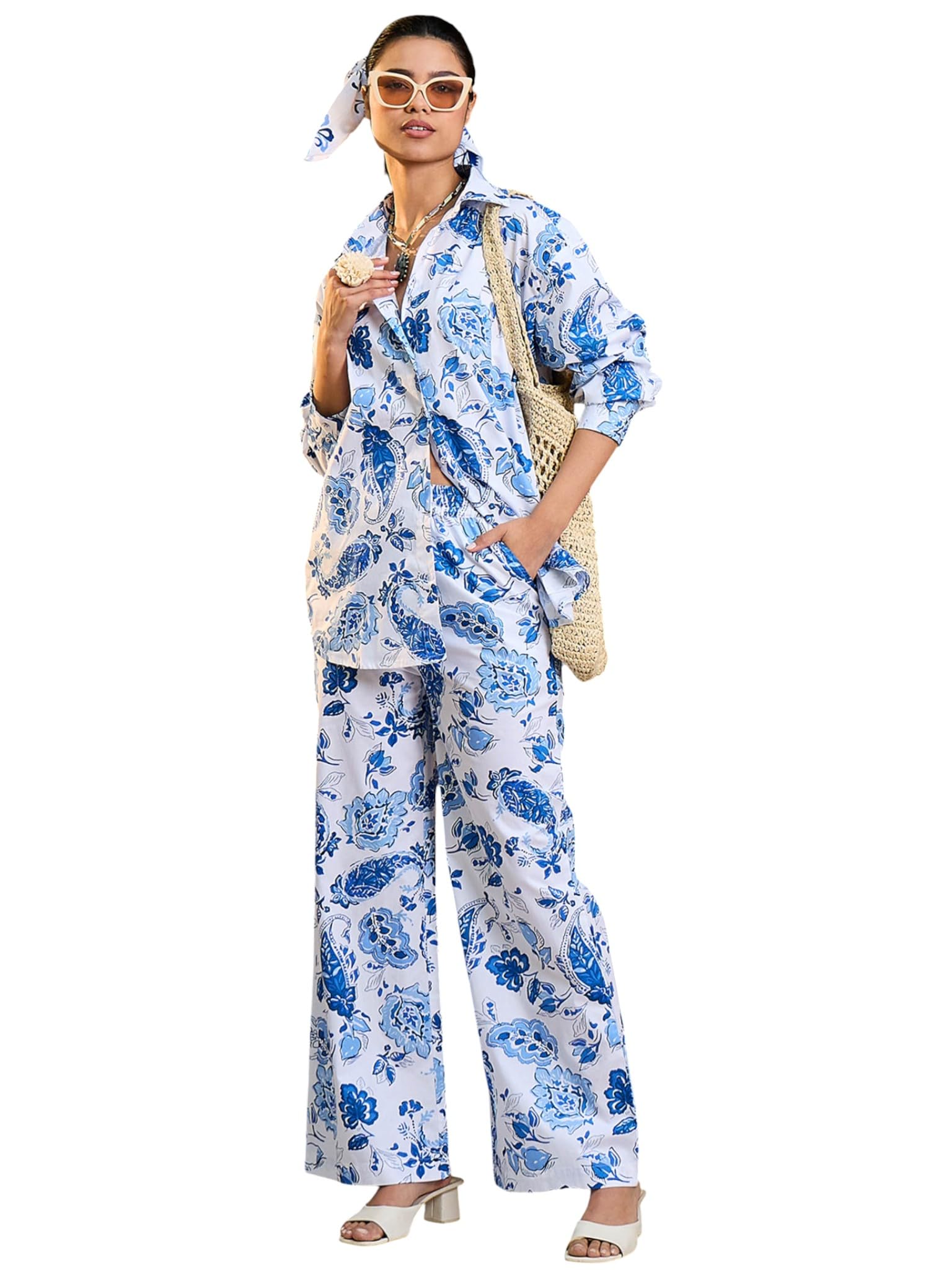 pink paprika by sassafras Women's Floral Print Shirt with Pants-picture-18