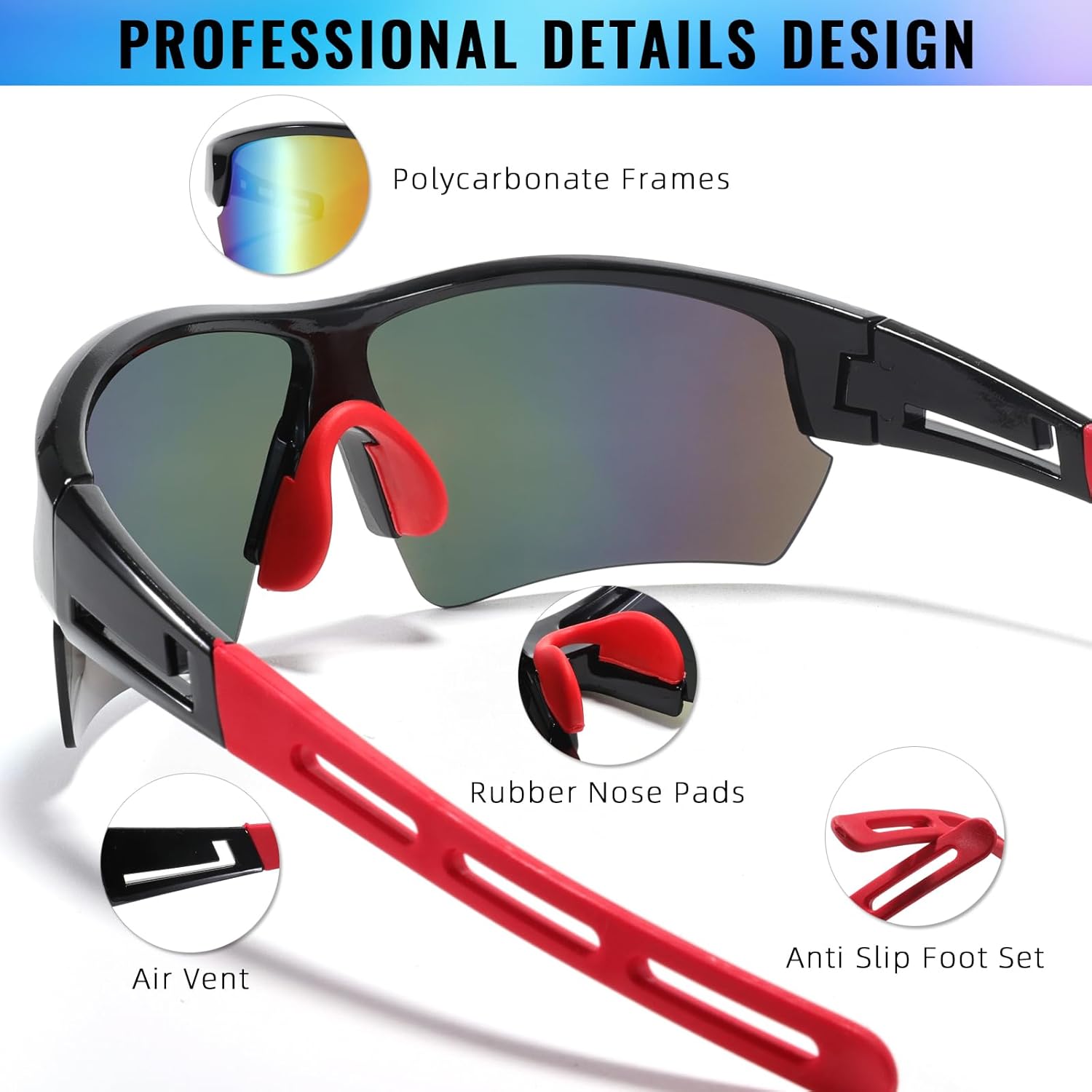 3Packs Sports Sunglasses for Men Youth Women Baseball Sunglasses for Youth Softball UV Protection Cycling Sunglasses