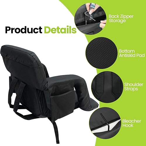 Miniatura 5 de Hmlinktt Asientos de estadio con soporte de espalda, sillas de grada con respaldo y cojín, asientos anchos con cojín acolchado grueso, reposabrazos,