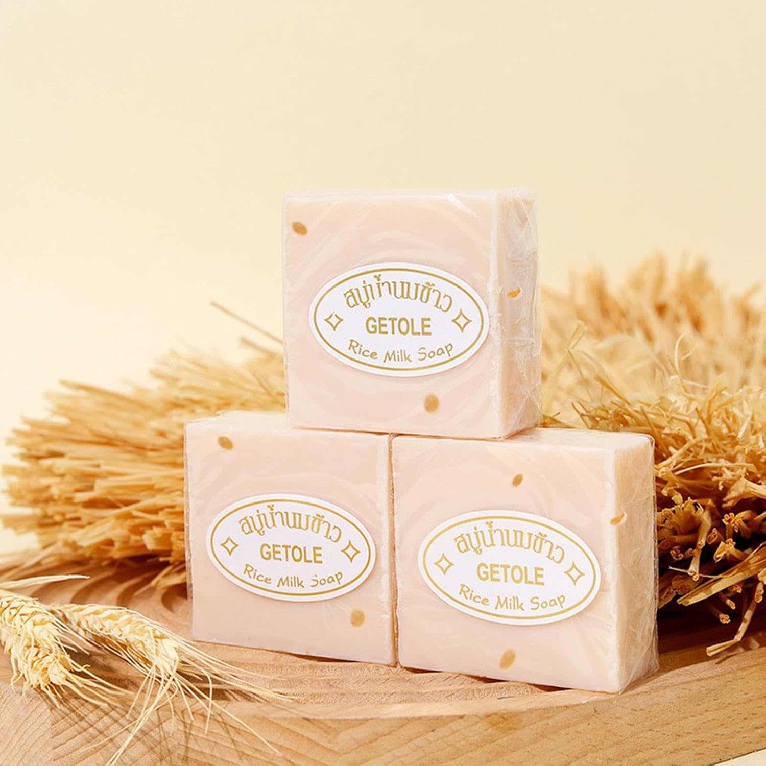 3 Pack Natural Rice Milk Soap, Natural Thai Handmade Rice Soap - Rice ...