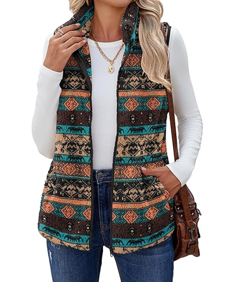 ABINGOO Women's Plush Vest Sleeveless Warm Turtleneck Autumn Winter Lightweight Zipper Plush Coat with Pockets | Lana Cálido Cuello Alto Ligero Peluche Casual Vintage Abrigo con Bolsillos Cremallera