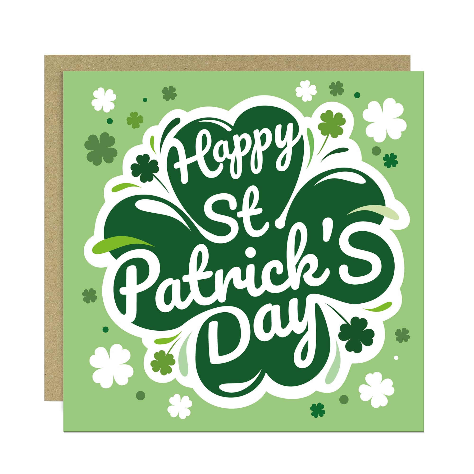 RED OCEAN Happy St Patrick’s Day Card, Irish Day Card With Shamrock, 145mm x 145mm With Craft Envelope, Paddys Day Card For Friends Family Him Her Men Women