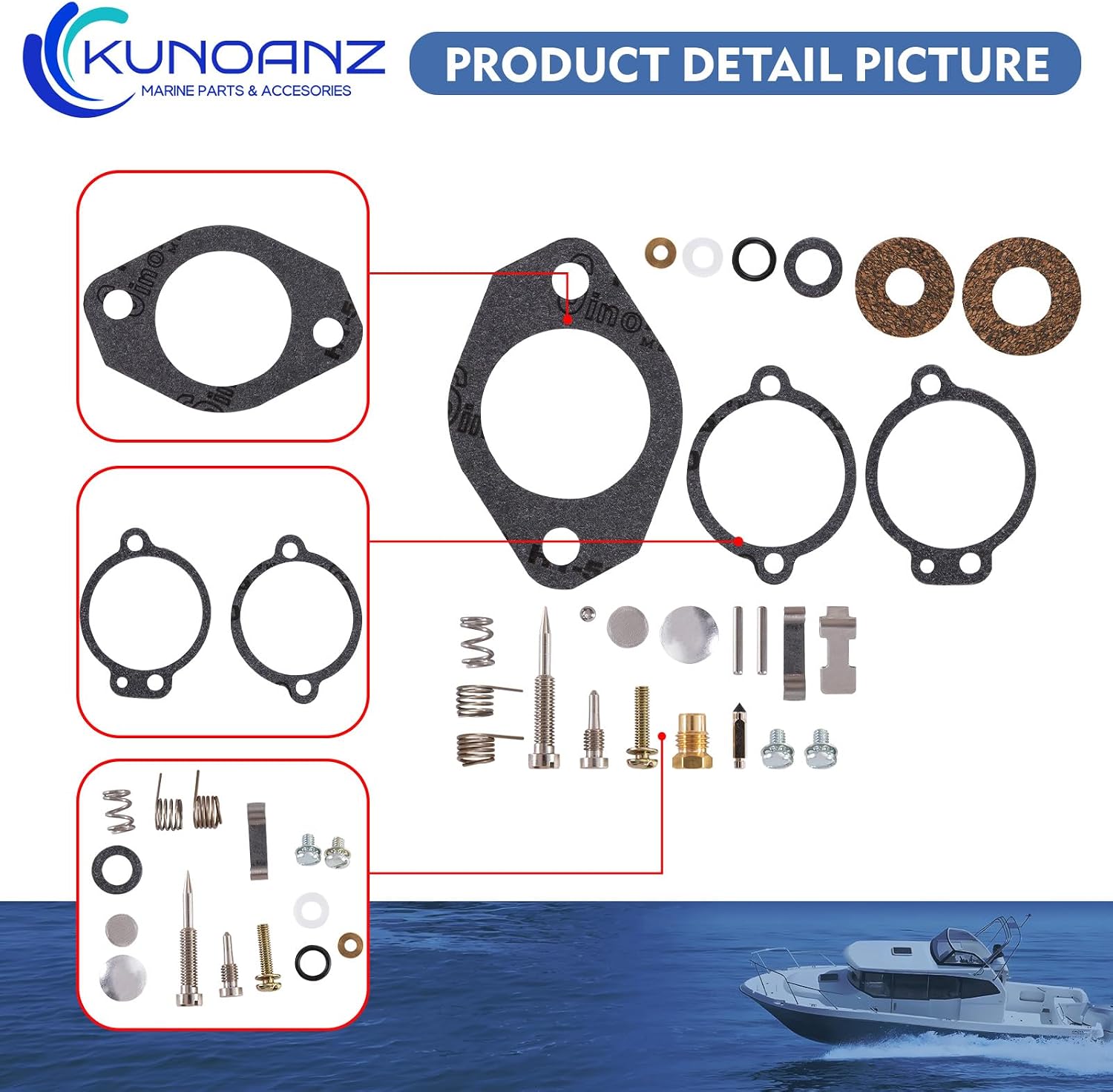 1395-5109-1 Carburetor Repair Kit for Mercury 35-150 HP 3-Pack