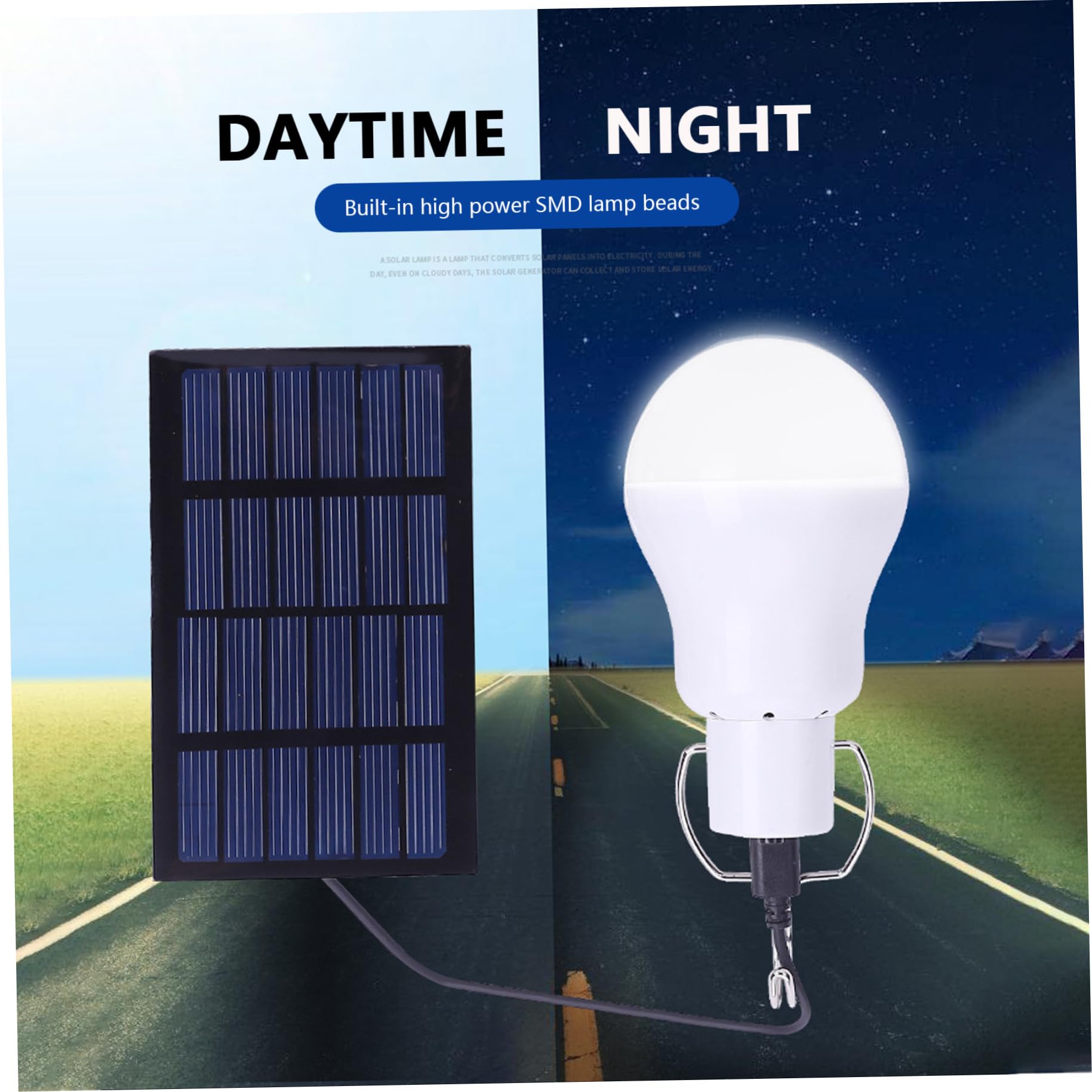 Linternas eléctricas, luces de bombilla solar para jardín al aire libre, 2 piezas de luces solares portátiles con panel y control remoto, bombillas recargables USB con gancho para emergencia, camping