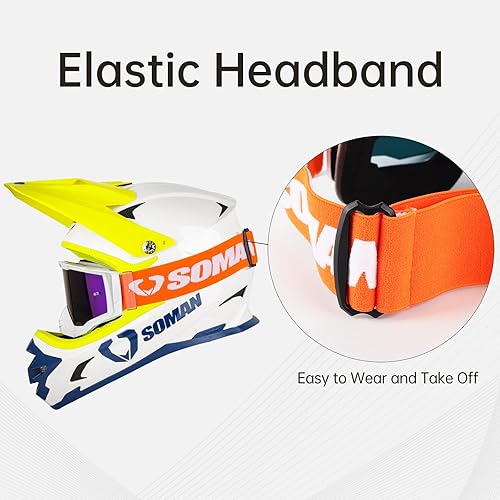Miniatura 4 de Soman Gafas ATV para adultos, gafas de motocross para hombres, mujeres, adultos, jóvenes, para motocross, ATV, UTV, anti UV (blanco)