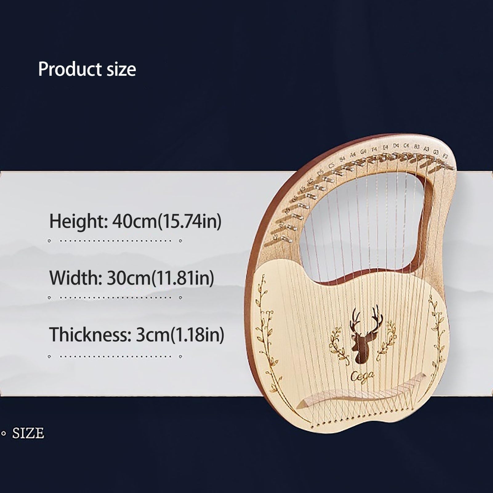 Arpa De Lira, 19, 21, 24, 32 Cuerdas Caoba Lyre Harp Portátil Profesional Instrumento De Cuerda Con Llave De Afinación, Cuerda De Repuesto, Púa Y Manual(19 strings)