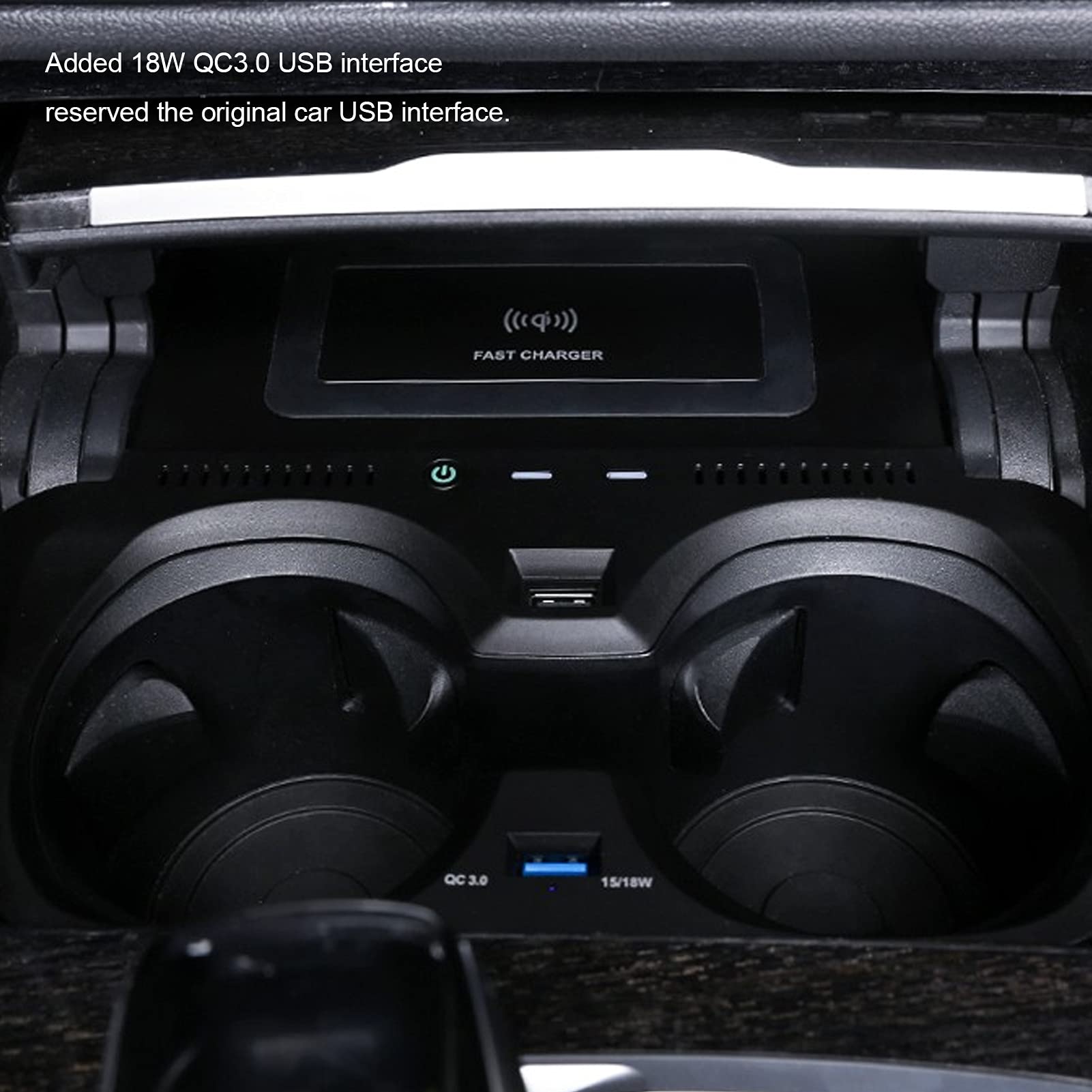 Cargador Inalámbrico, Soporte para Teléfono de Carga Rápida Qi de 15W con Puerto USB QC3.0 Compatible con Serie 3 G20 G28 2019-2020