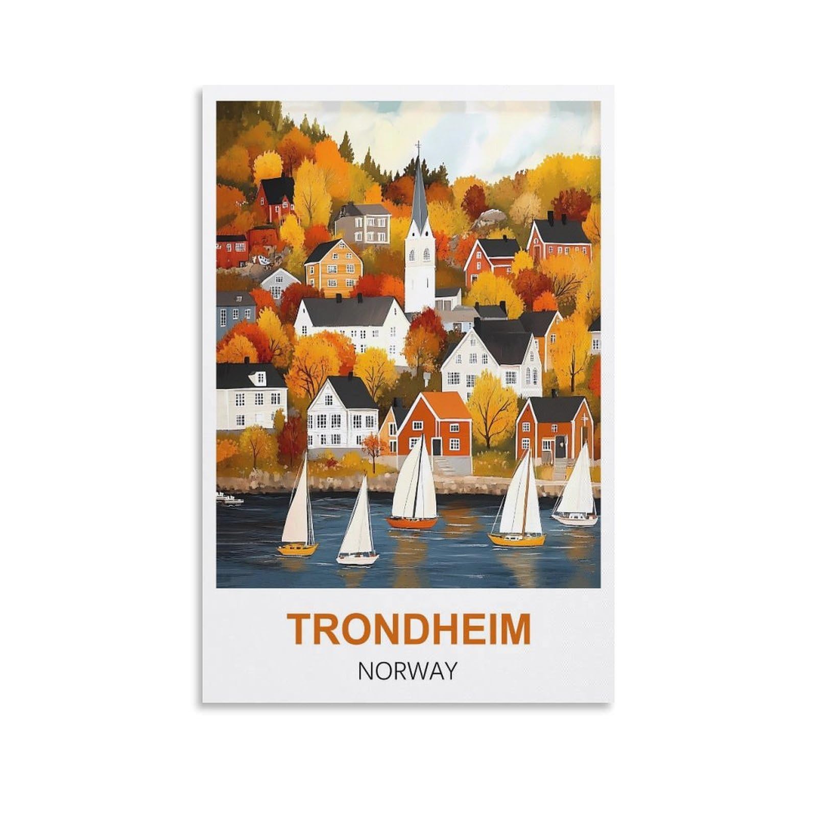 EZMLFA 5D Diamond Art Kits for Beginner,Trondheim Norway,DIY Round Full Drill Crystal Art Craft Painting for Home Wall Decor 40x40cm