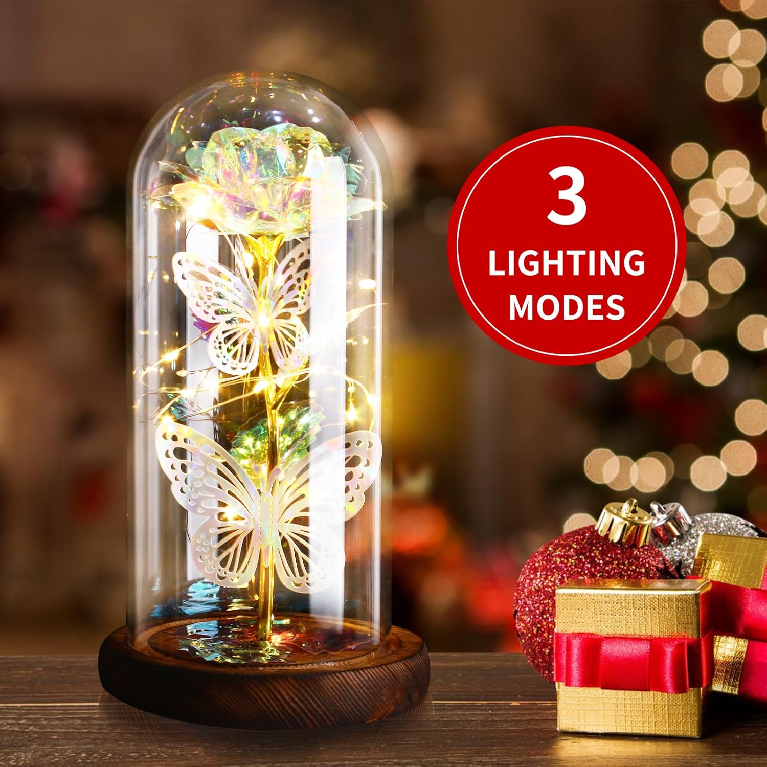 Seachrgif Regalo San Valentino per Lei, Rosa Eterna,Regali San Valentino Rosa Stabilizzata per Moglie, Madre, Sorella, Cognata, Migliore Amica, Suocera e Amica Colori Abbaglianti - Immagine 2