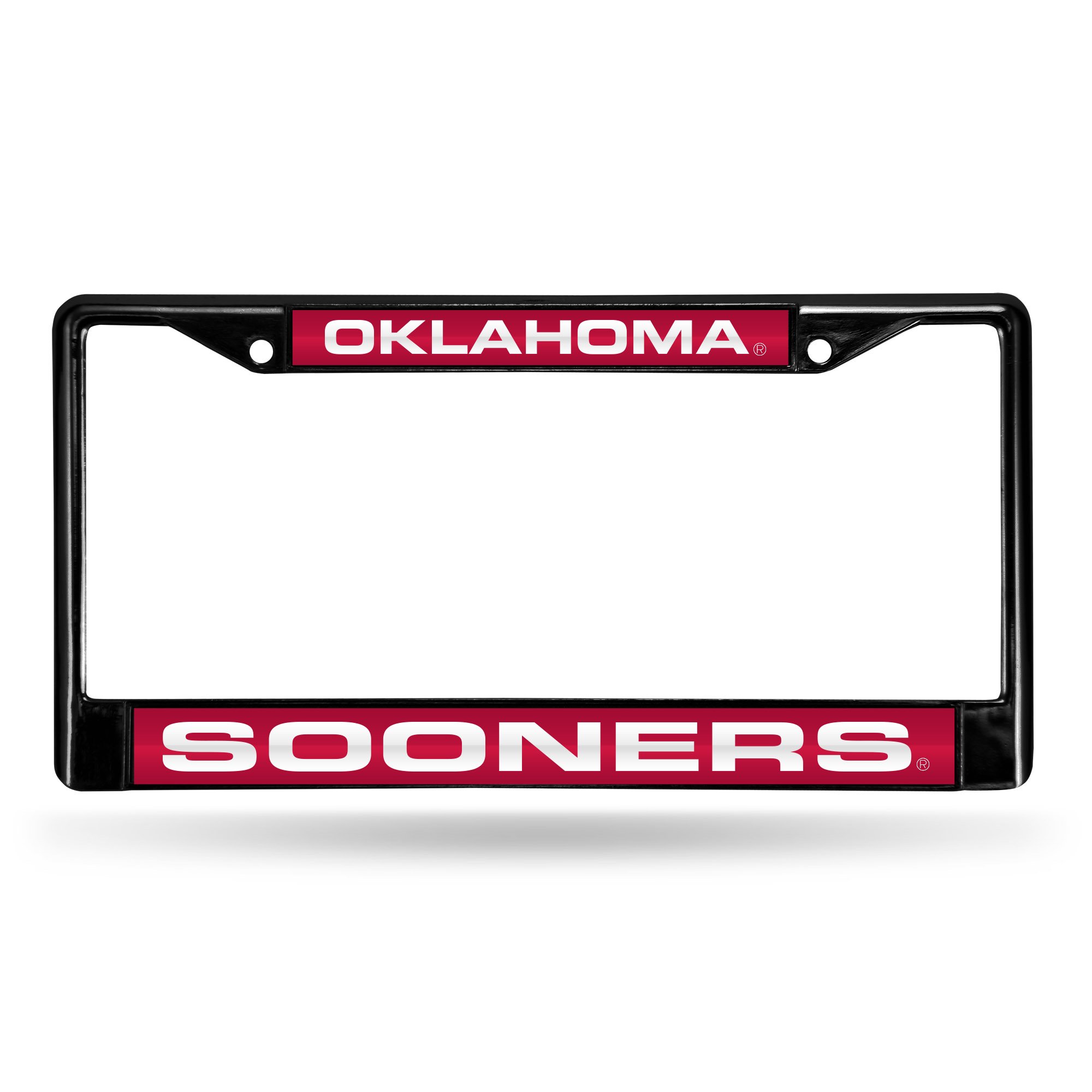 NCAA Rico Industries Laser Cut Inlaid Standard Chrome License Plate Frame, Oklahoma Sooners