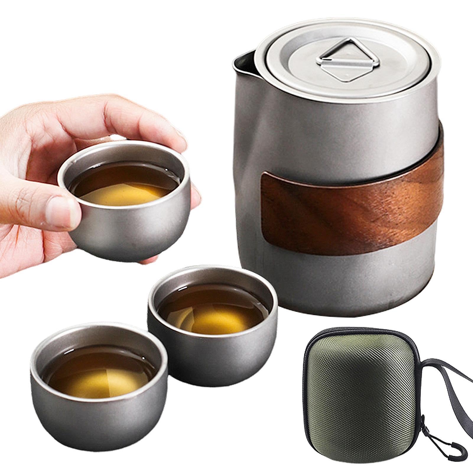 Juego de té portátil anticaídas con estuche organizador para tazas de té