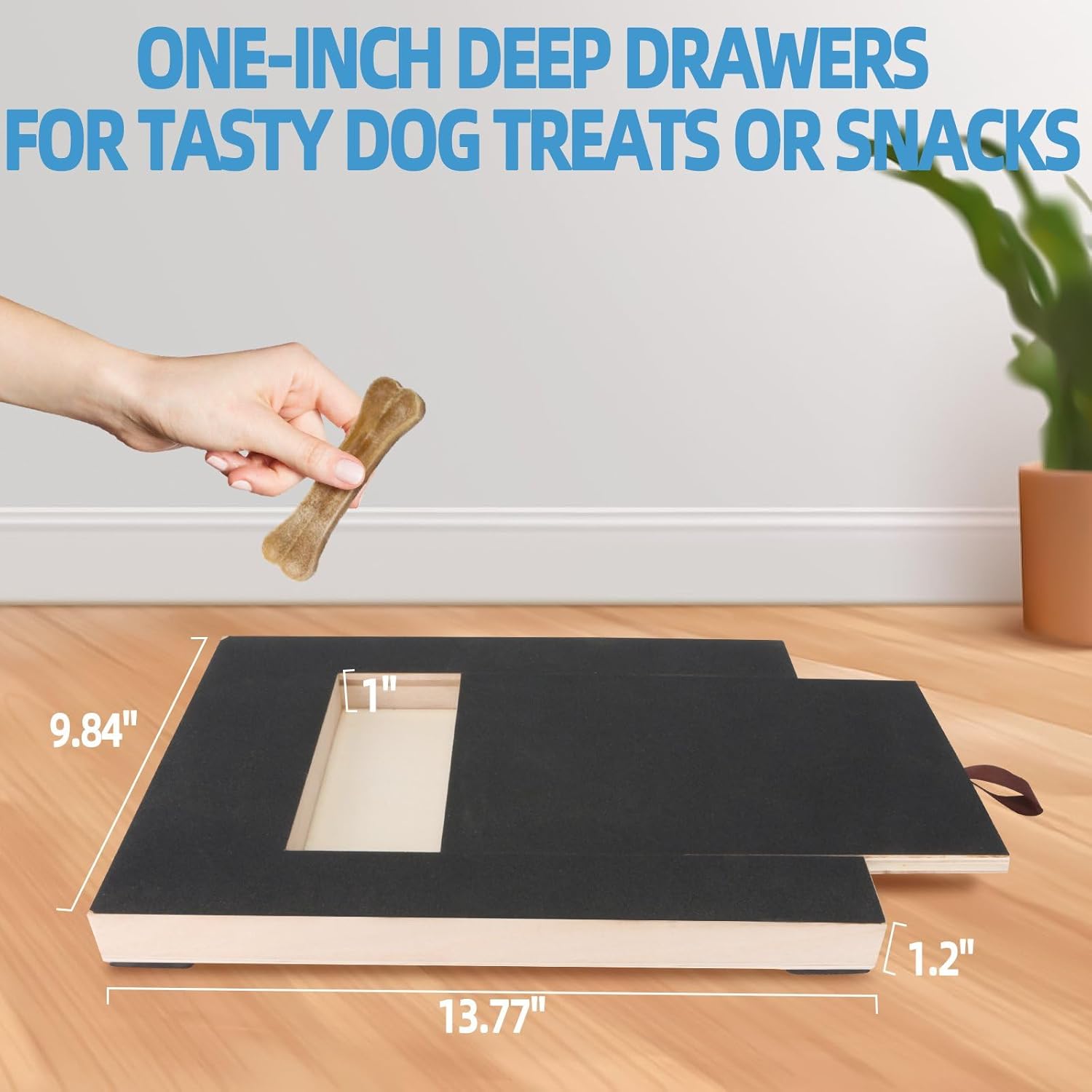 Dog Scratch Board for Nails, Wooden Pull Out Dog Nail File Boards Toy, Dogs Nail Scratch Board with Treat Box Sandpaper, Adjustable Pull Out Dogs Nails Scratchboard, for Pet Supplies