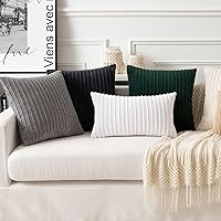 Vista 732 de UGASA - Juego de 2 fundas de almohada de terciopelo a rayas, funda decorativa para cojín con cremallera oculta para el hogar, sofá, dormitorio