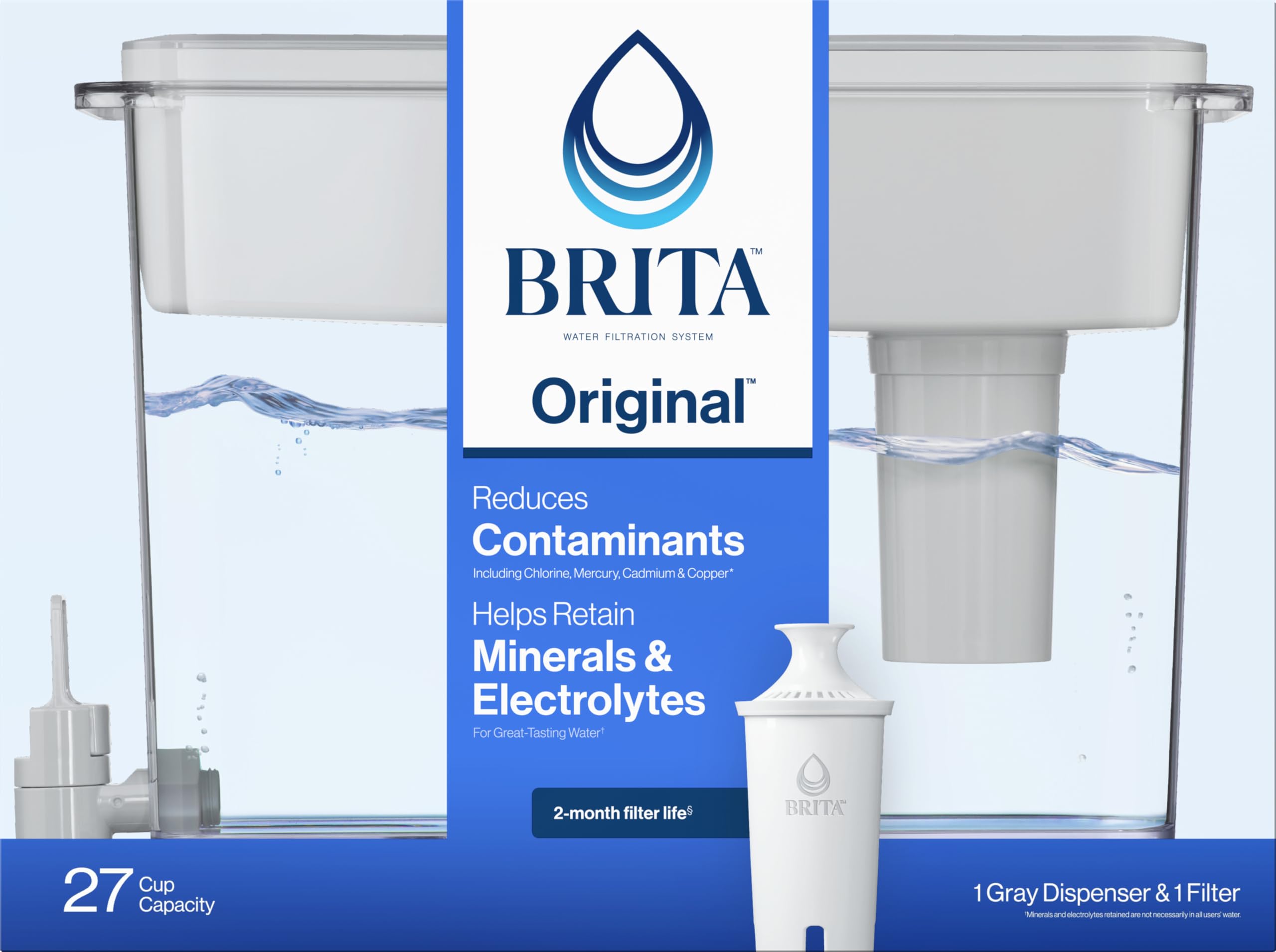 Brita 27 Cup Filter Dispenser, Reduces Chlorine taste and odour from Tap Water, Filters 151 Litres, UltraMax, Grey - 4
