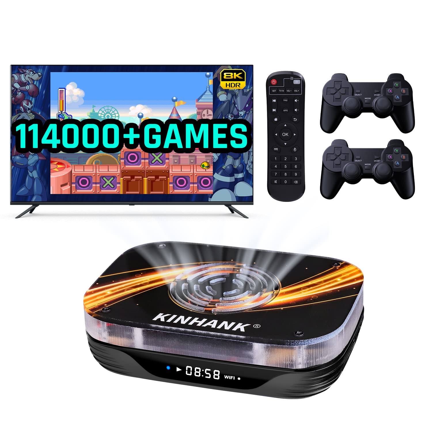Amazon.com: Kinhank Super Console X3 Plus Video Game Consoles Built-in  114,000+ Classic Games, S905X3 Chips,Android TV 9.0/Corelec/Emuelec 4.5 Game  System in 1, 8K UHD TV Output, Voice Remote, BT 4.0 (256G) :