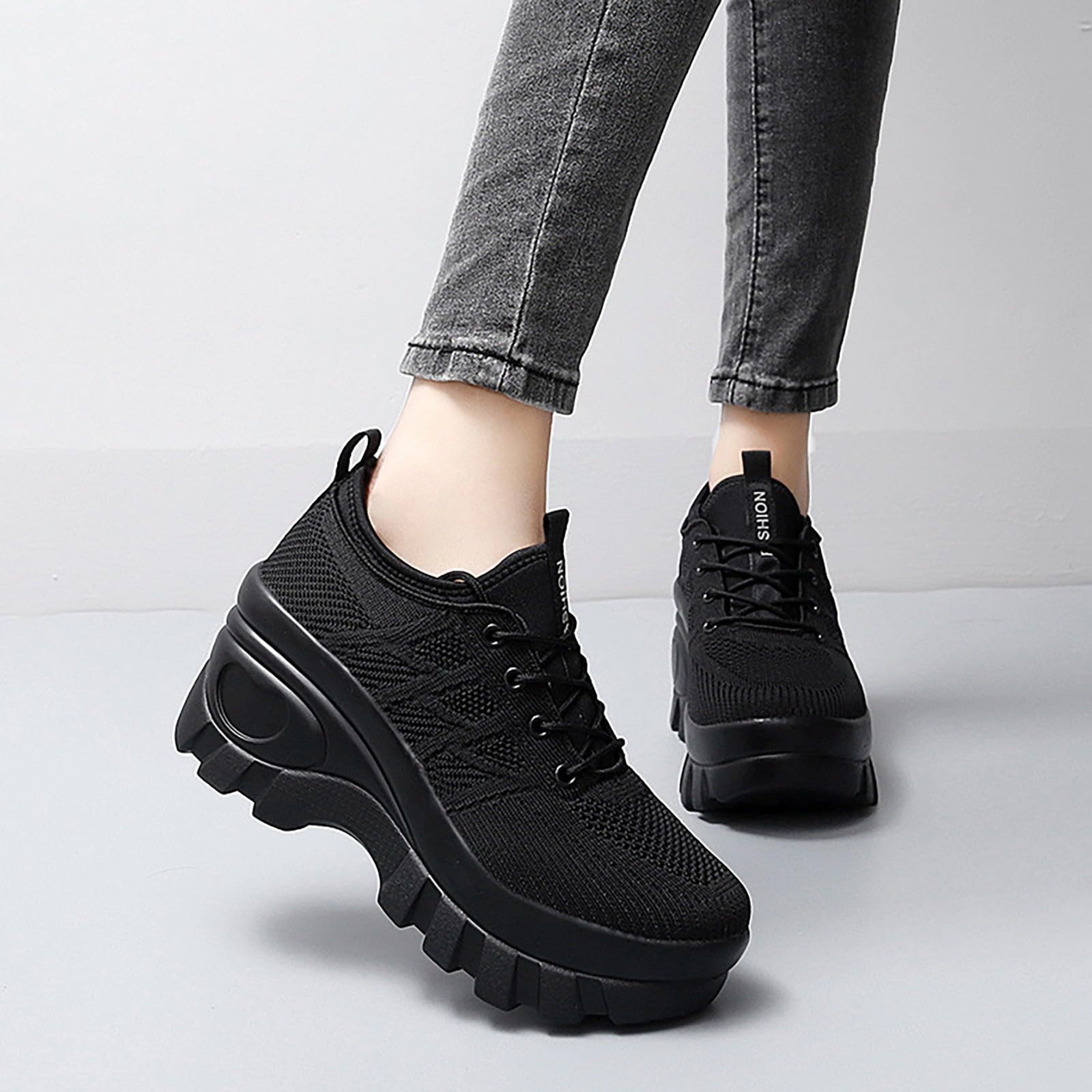 Scarpe Comode per Camminare Leggere Sneakers Platform Donna Eleganti | Tennis Camminata in Tomaia Maglia per Passeggiata Invernale Scarpe Ginnastica Concezione Ergonomica Pelle Sintetica