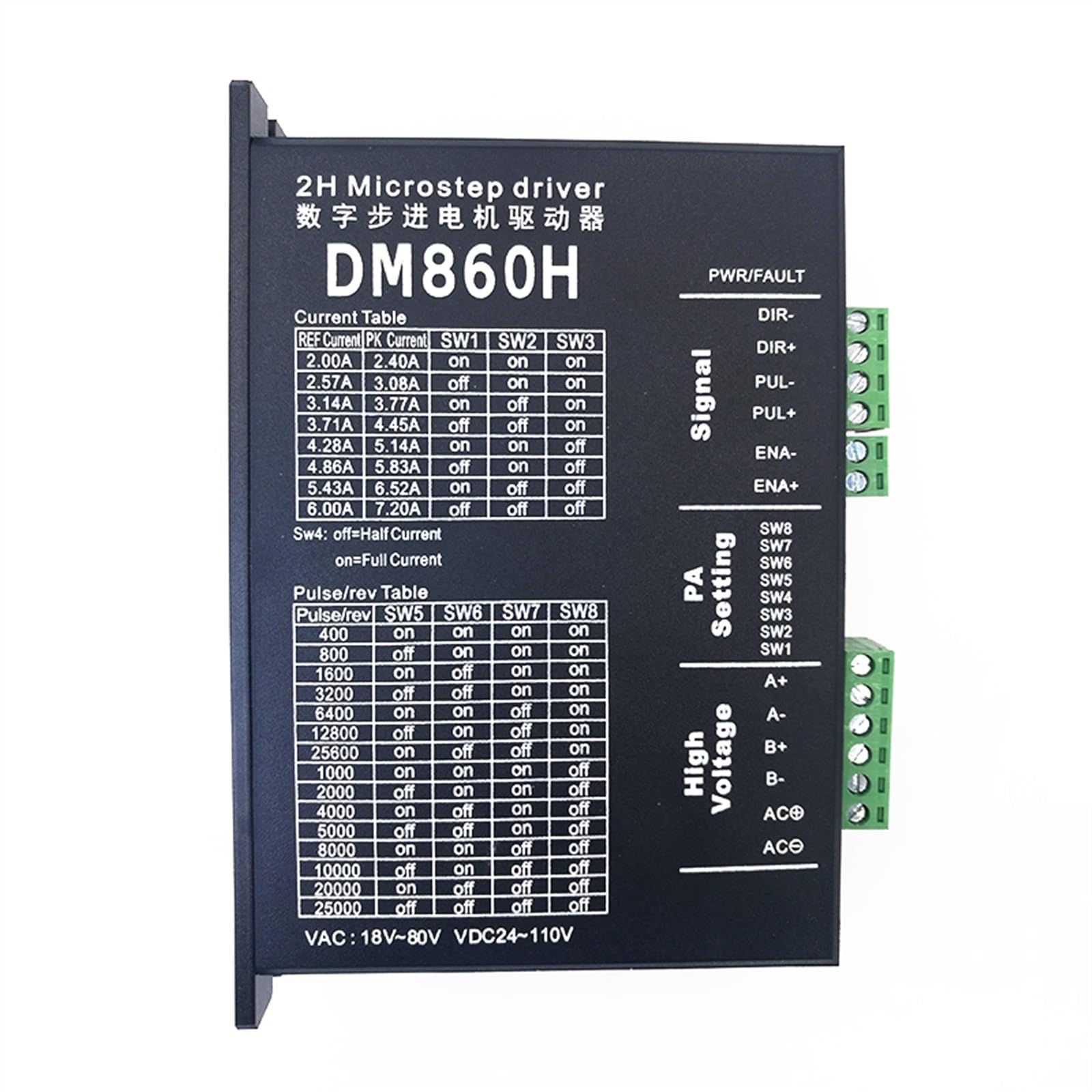 Motor paso a paso, Motor paso a 2H Microstep Driver DM860 24V-72V for controladores a Nema 23 Nema34 DM860H
