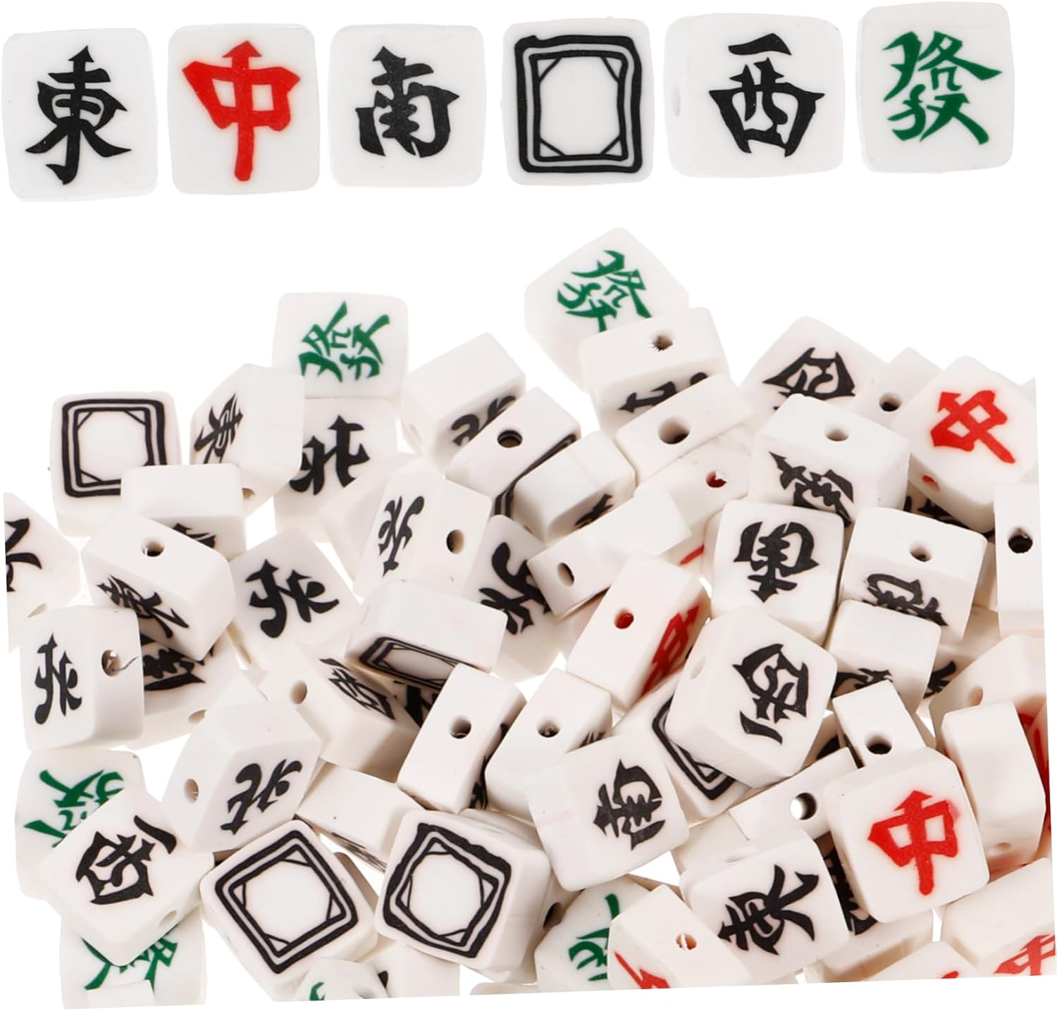COHEALI Polymer Clay Mahjong Beads 100Pcs DIY Spacer Beads for Jewelry Making Necklace Bracelet Crafts with Holes for Beaded Jewelry and Accessories - Image 6