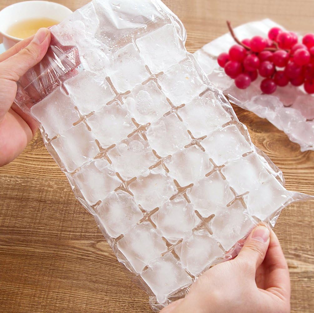 Ice Cube Bags Disposable, Ice Cube Mold Trays Self-Seal Faster Freezing Maker (50pcs, 1200 Ice Cubes)