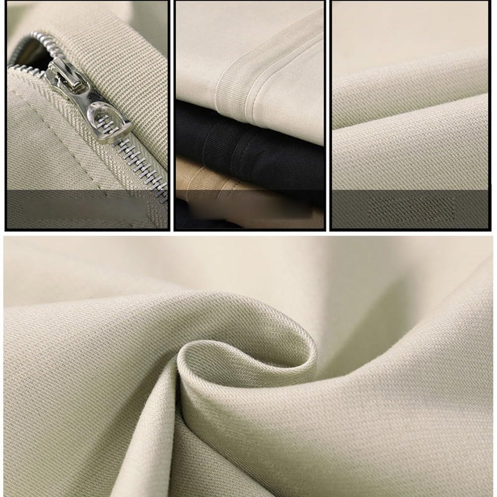 Veste à col pour homme avec fermeture éclair - Coupe ajustée - Style décontracté - Taille L - Beige