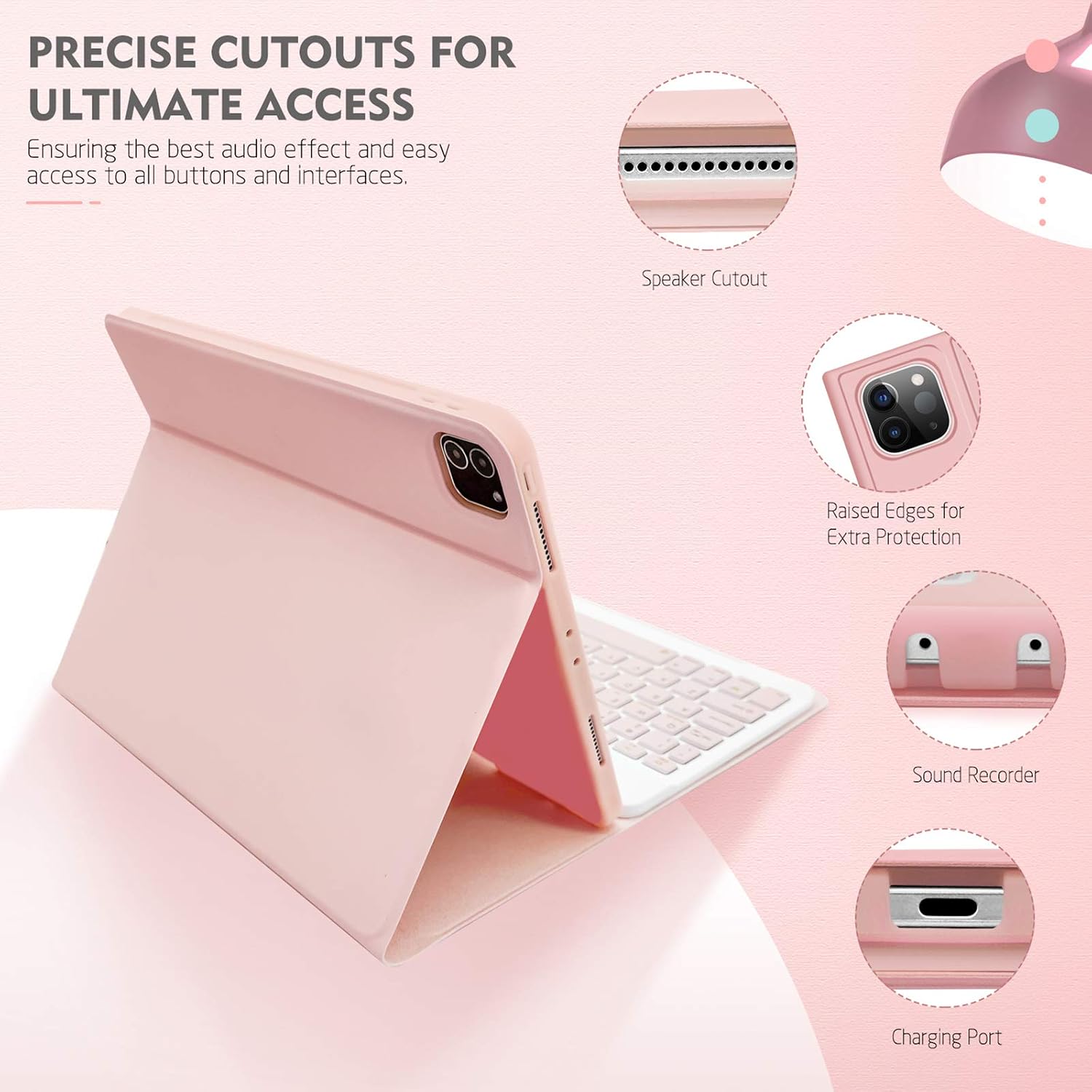 ABEIFAN 2022 iPad Pro 11 Case with Keyboard - Case for iPad Pro 11 2020/2021/2022 (2nd/3rd/4th Generation) with Detachable Wireless Keyboard - iPad Pro 11 inch case Keyboard with Pencil Holder (Pink)