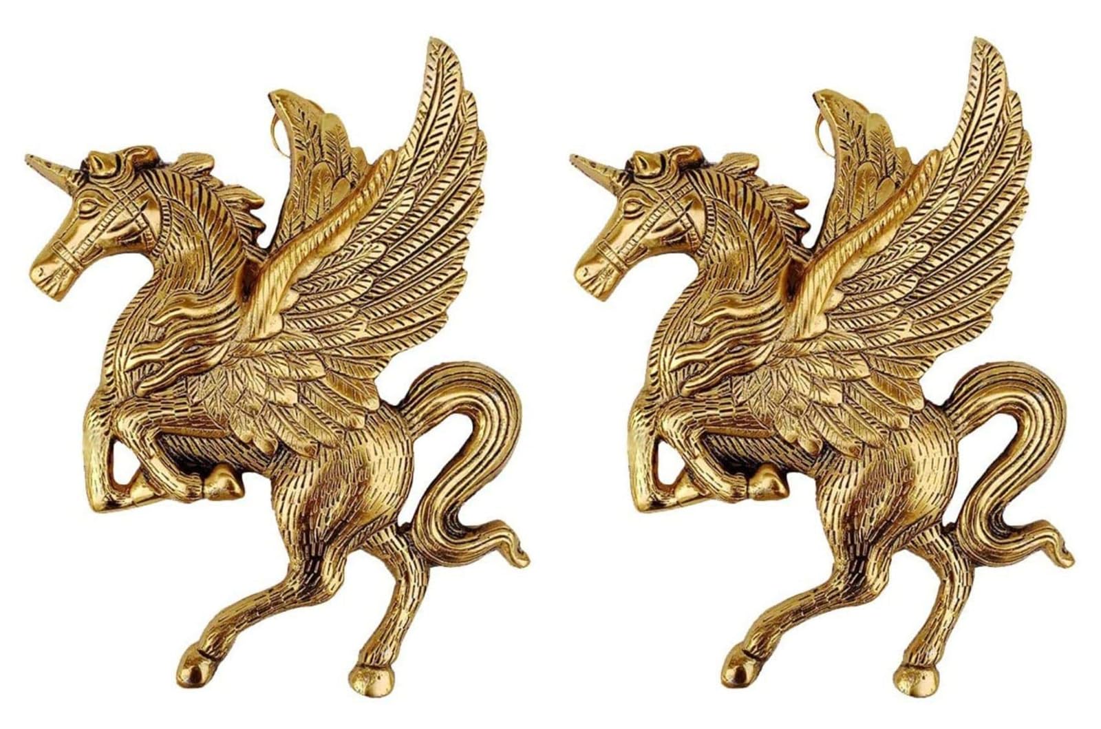 IMTRA FASHION Juego De 2 Estatuas De Unicornio De Metal Para Colgar En La Pared Esculturas Artísticas De Caballos Voladores Pieza Decorativa Para Montar En La Pared
