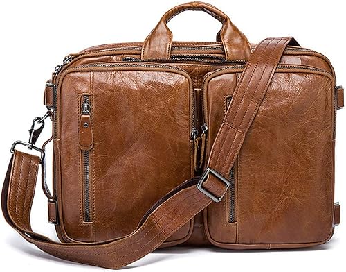 HttKse - Maletín para hombre (piel, estilo vintage, para negocios, viajes, para el hombro, para ordenador portátil, para uso diario, informal, para