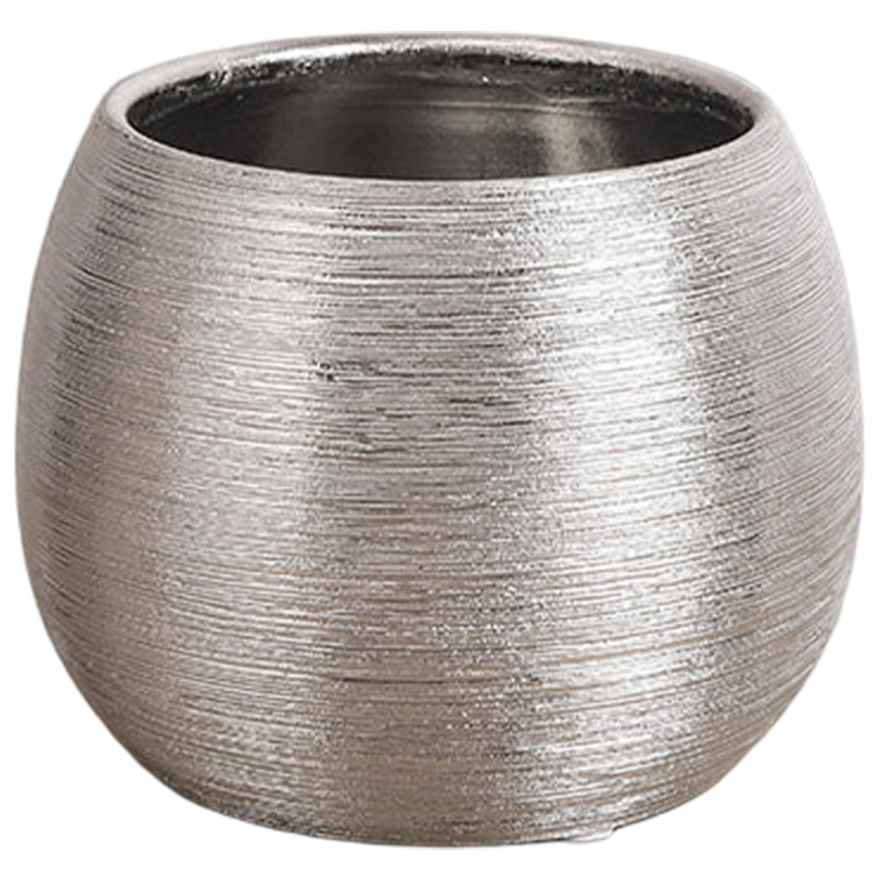 Otbushit Modern Metallic Glaze Ceramic Planter, Small Silver Decorative Vase Indoor Plant Pot for Living Room, Bedroom, Office
