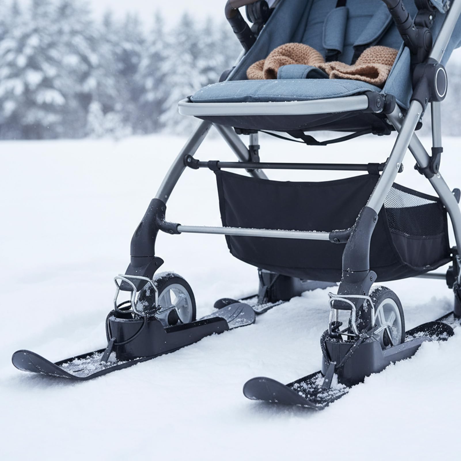 Skis De Neige avec Poussette,Trotinette Légère pour Glisse,Luge De Ski avec Poussette Pendant Hiver - pour Garçons Et Filles Hiver Extérieur Plat Sableux Et