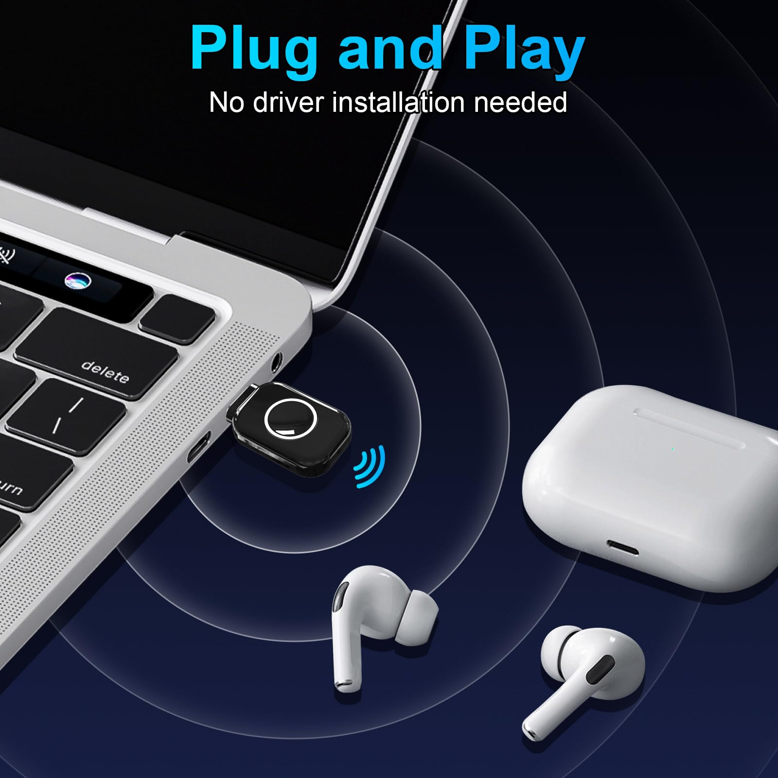 ZIOCOM Adaptateur Bluetooth USB-C pour PS5, dongle Bluetooth 5.3 avec APTX Faible Latence et aptX-Adaptive, émetteur Audio sans Fil pour Casque, Non Compatible avec Clavier/Souris/télévision (Noir)