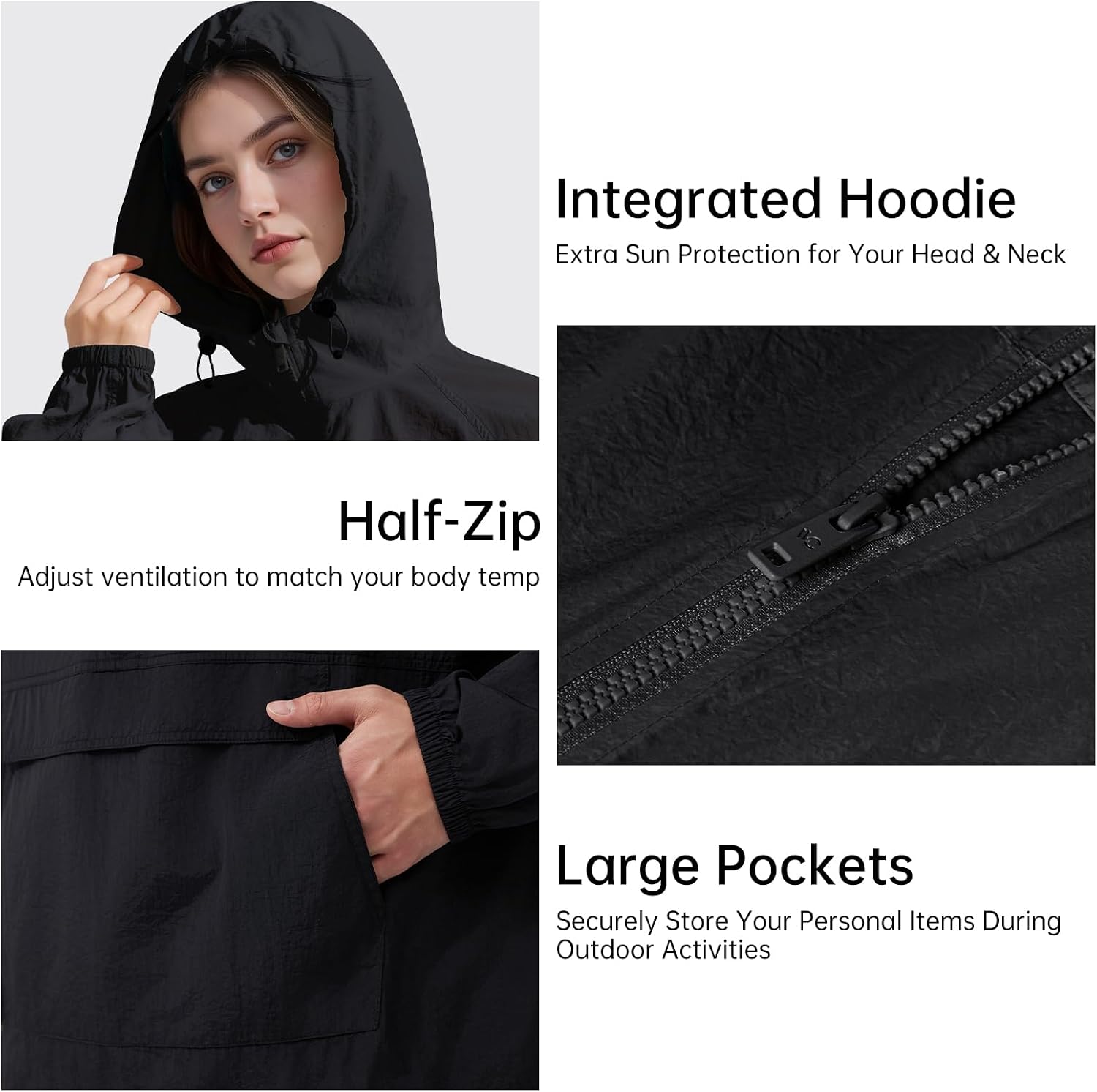 UPF 50+ Sun Protection Zip Up Hoodie Women Lightweight Long Sleeve Jackets for Women with Pocket Ourdoor